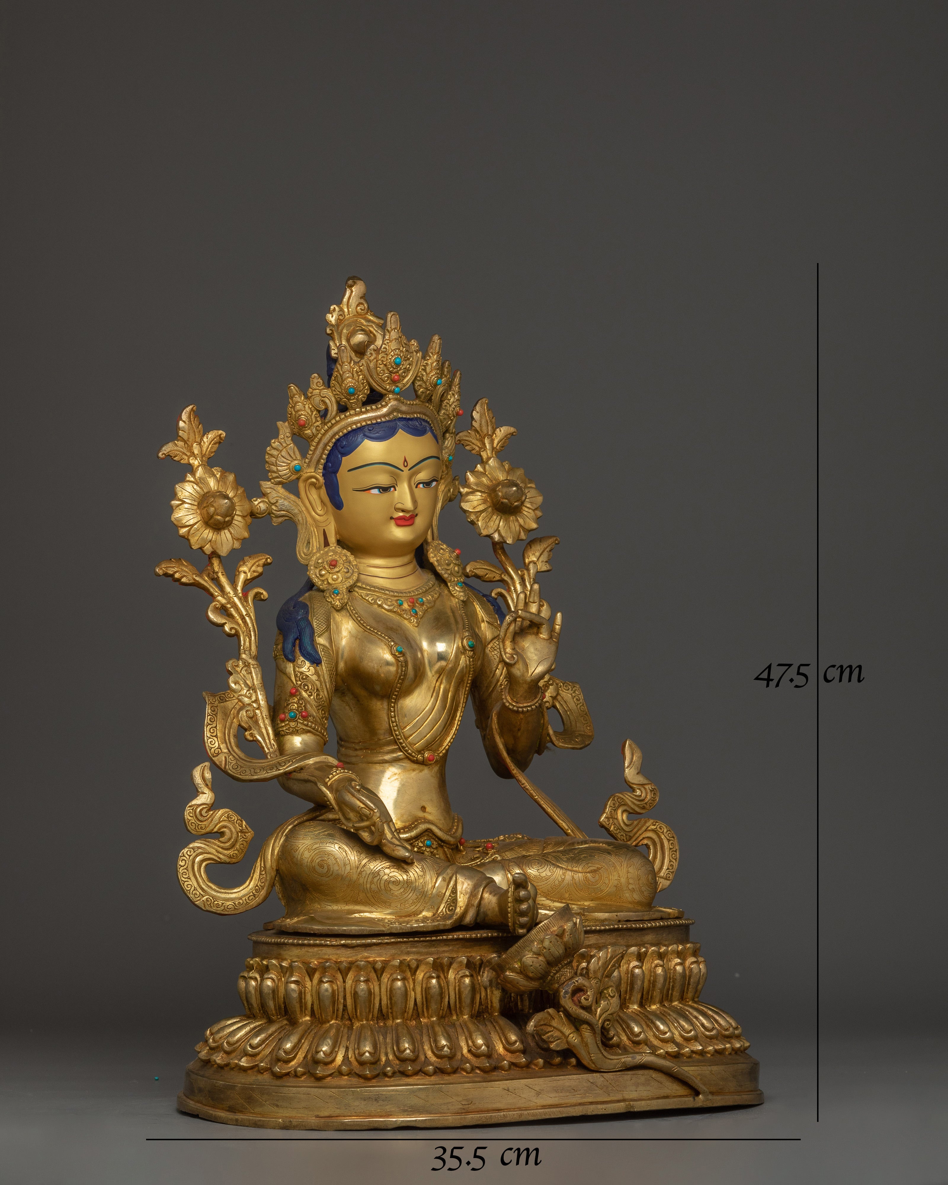 Green Tara Statue in 24K Gold