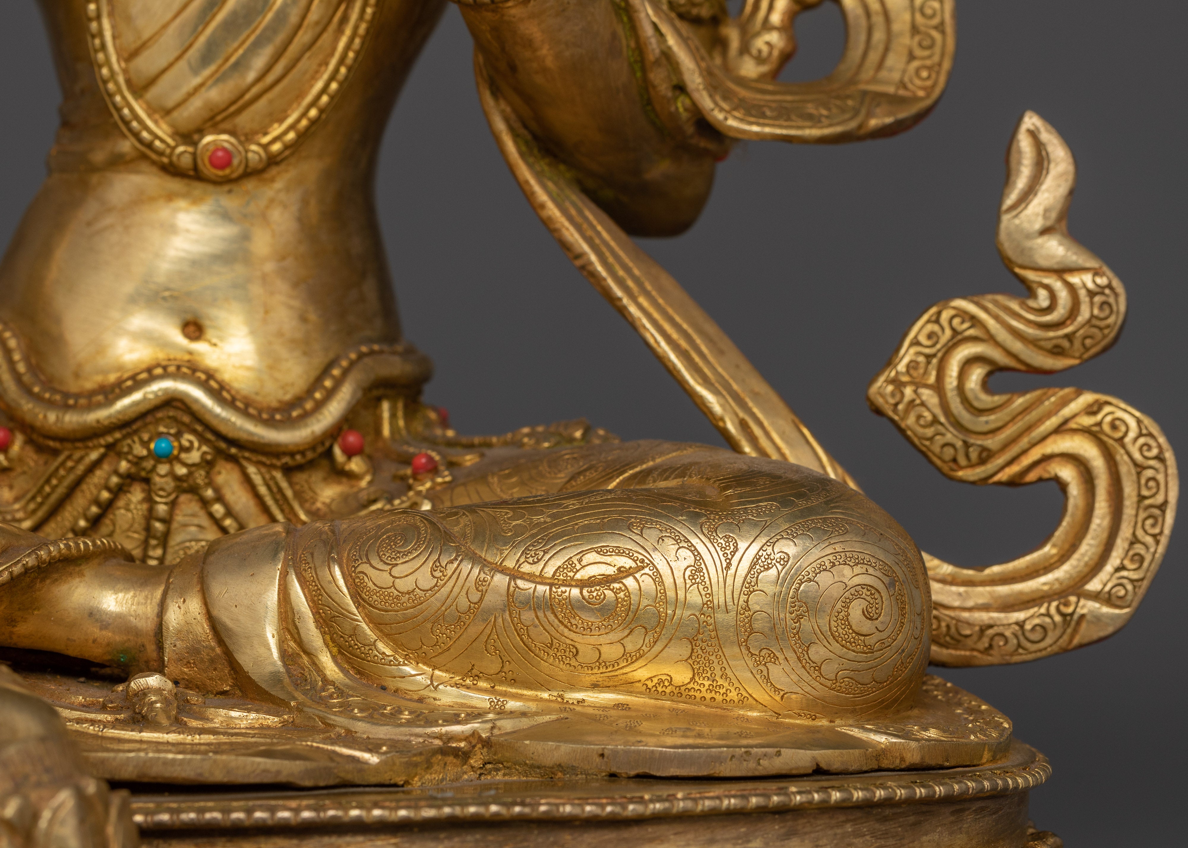 Handmade Green Tara Statue in 24K Gold | Feminine Energy and Protection