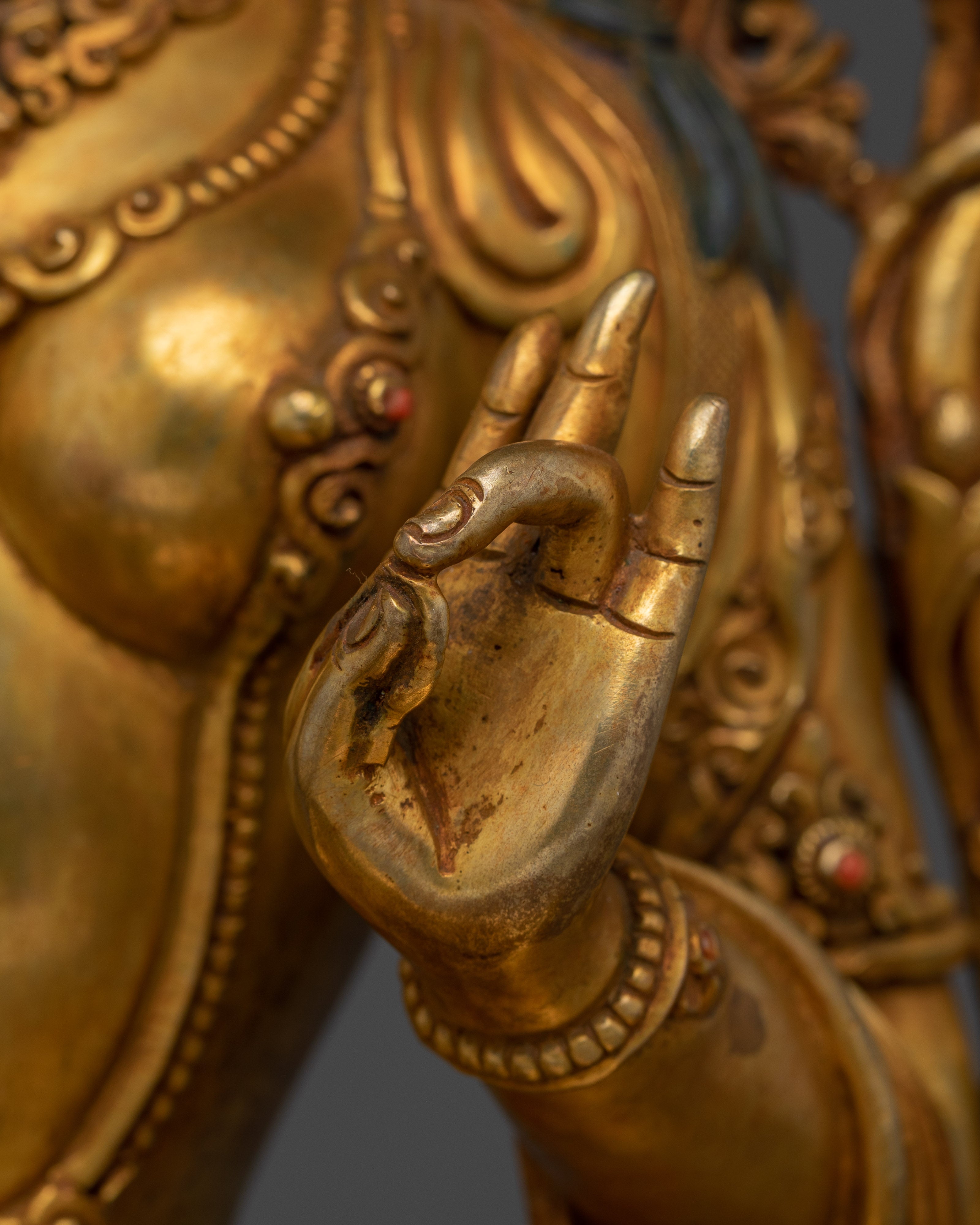 Enlightened Feminine Green Tara Statue | Tibetan Buddhist Deity