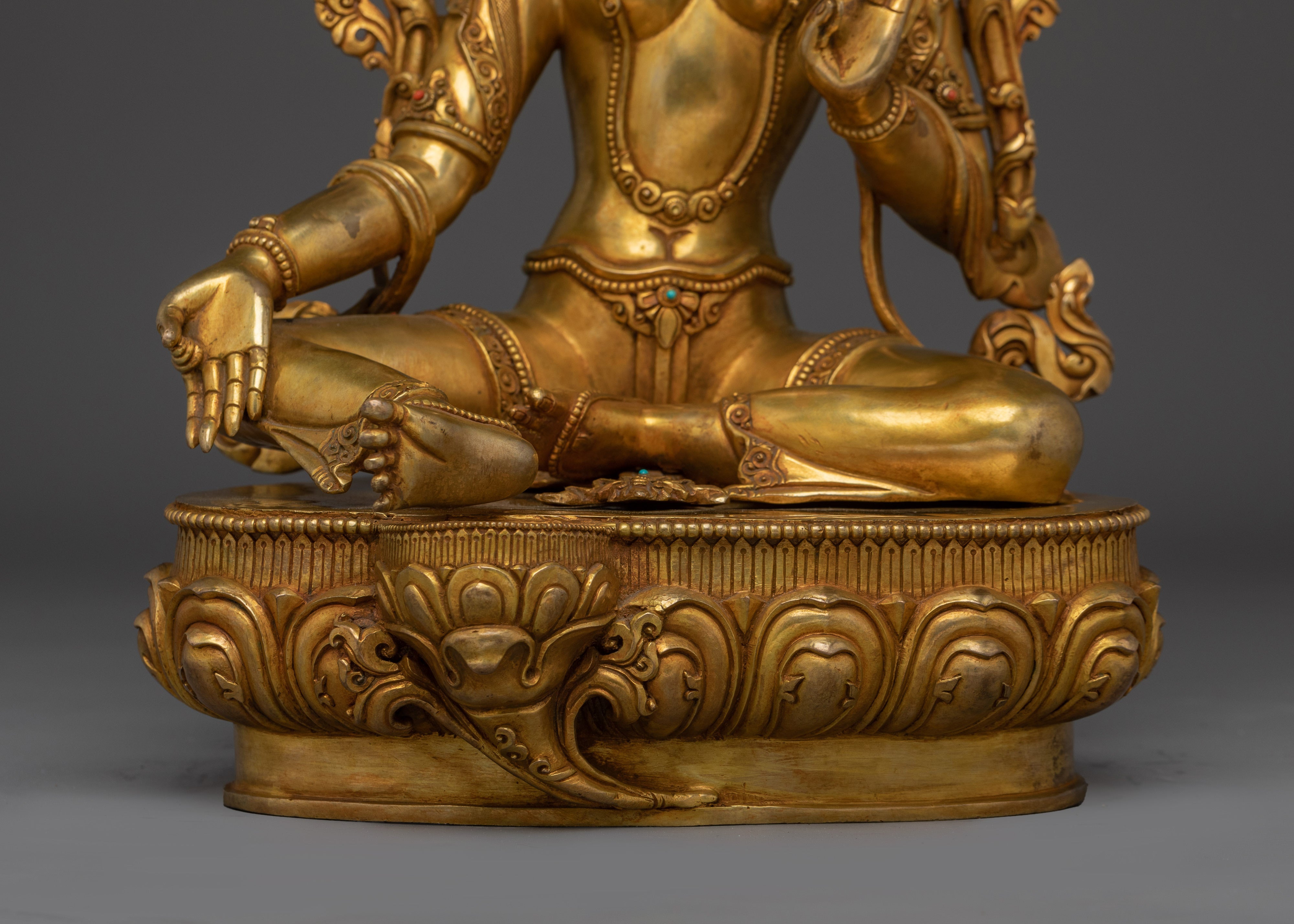 Enlightened Feminine Green Tara Statue | Tibetan Buddhist Deity
