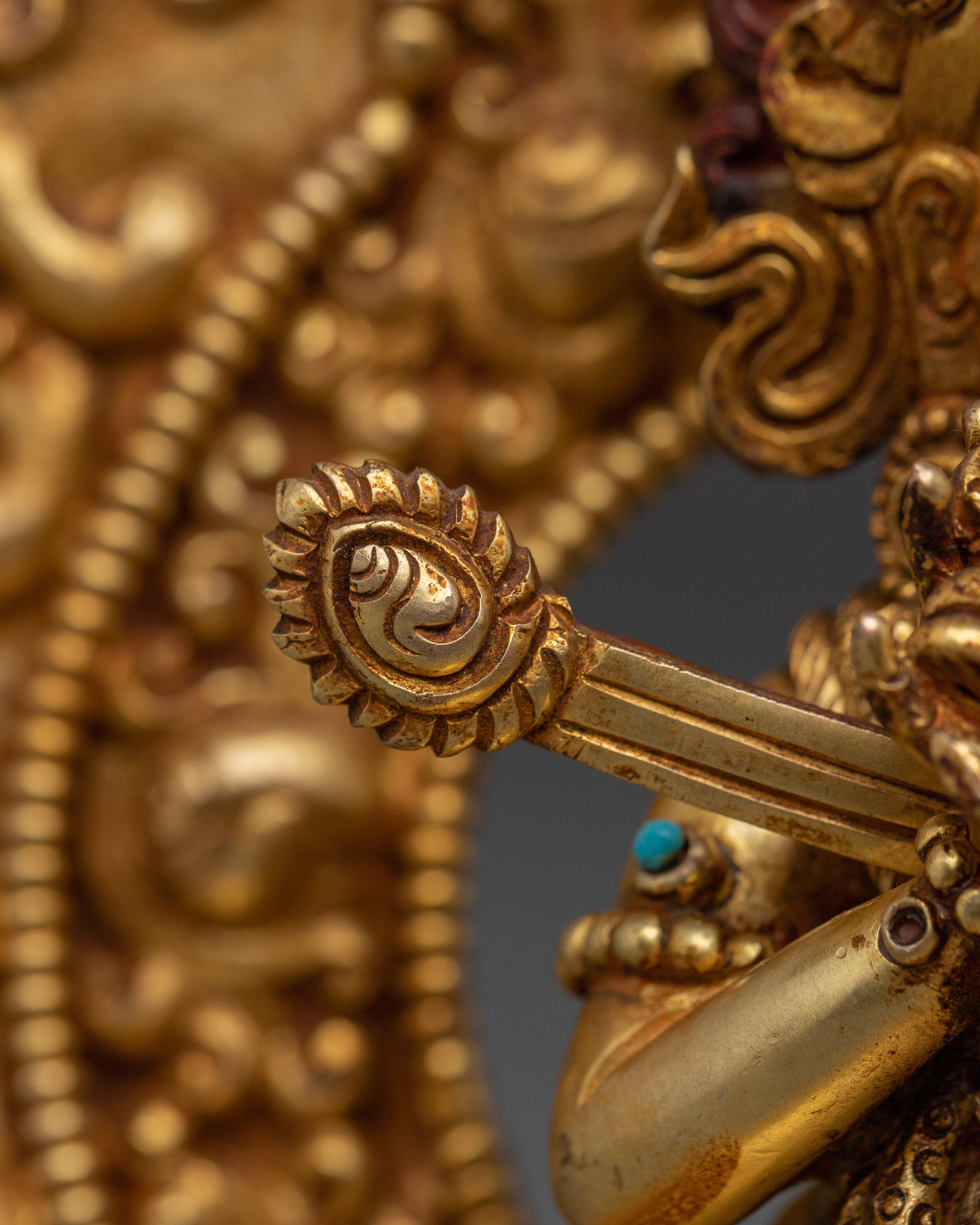 Golden Sakya Mahakala Statue | Guardian of the Dharma