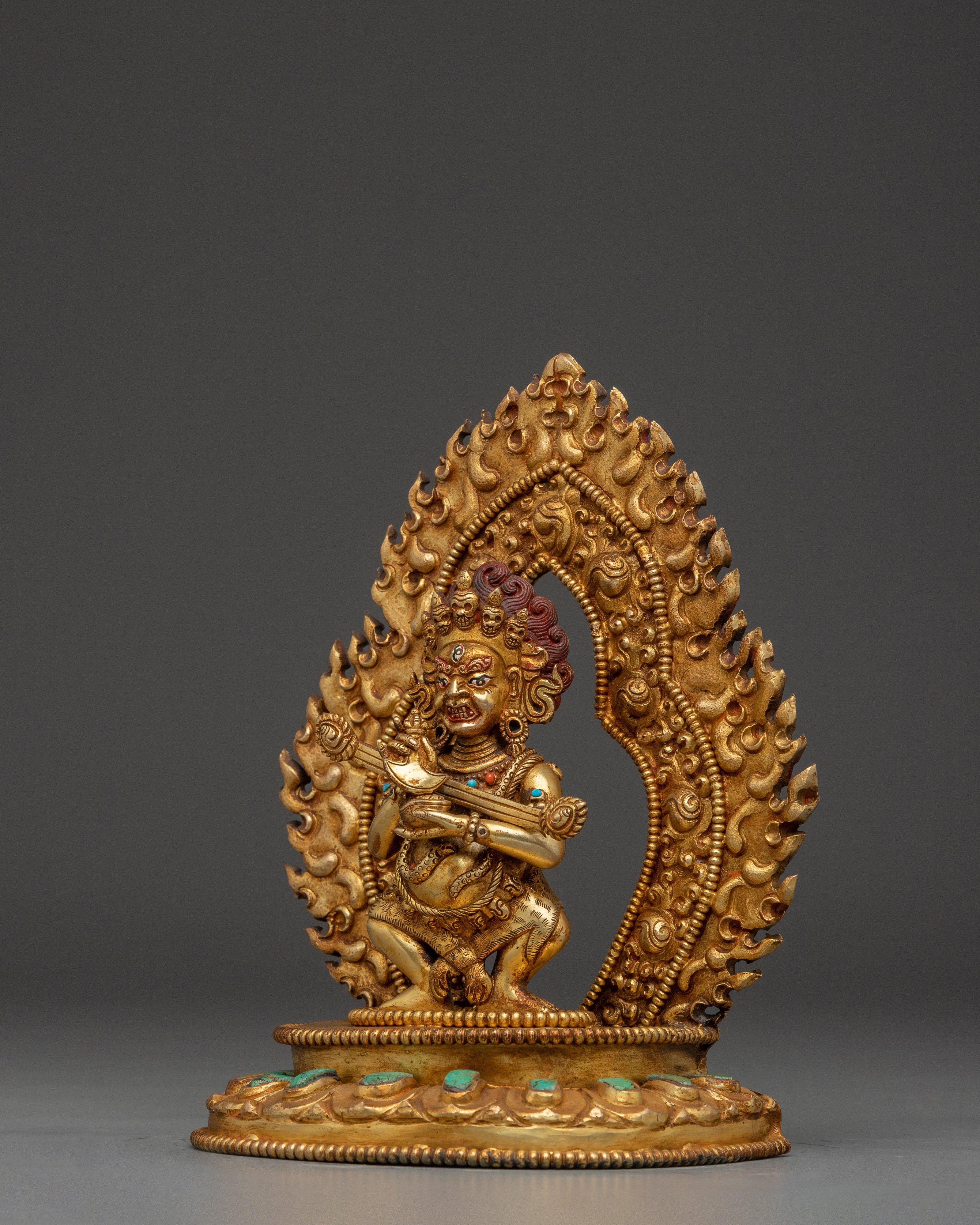 Golden Sakya Mahakala Statue | Guardian of the Dharma