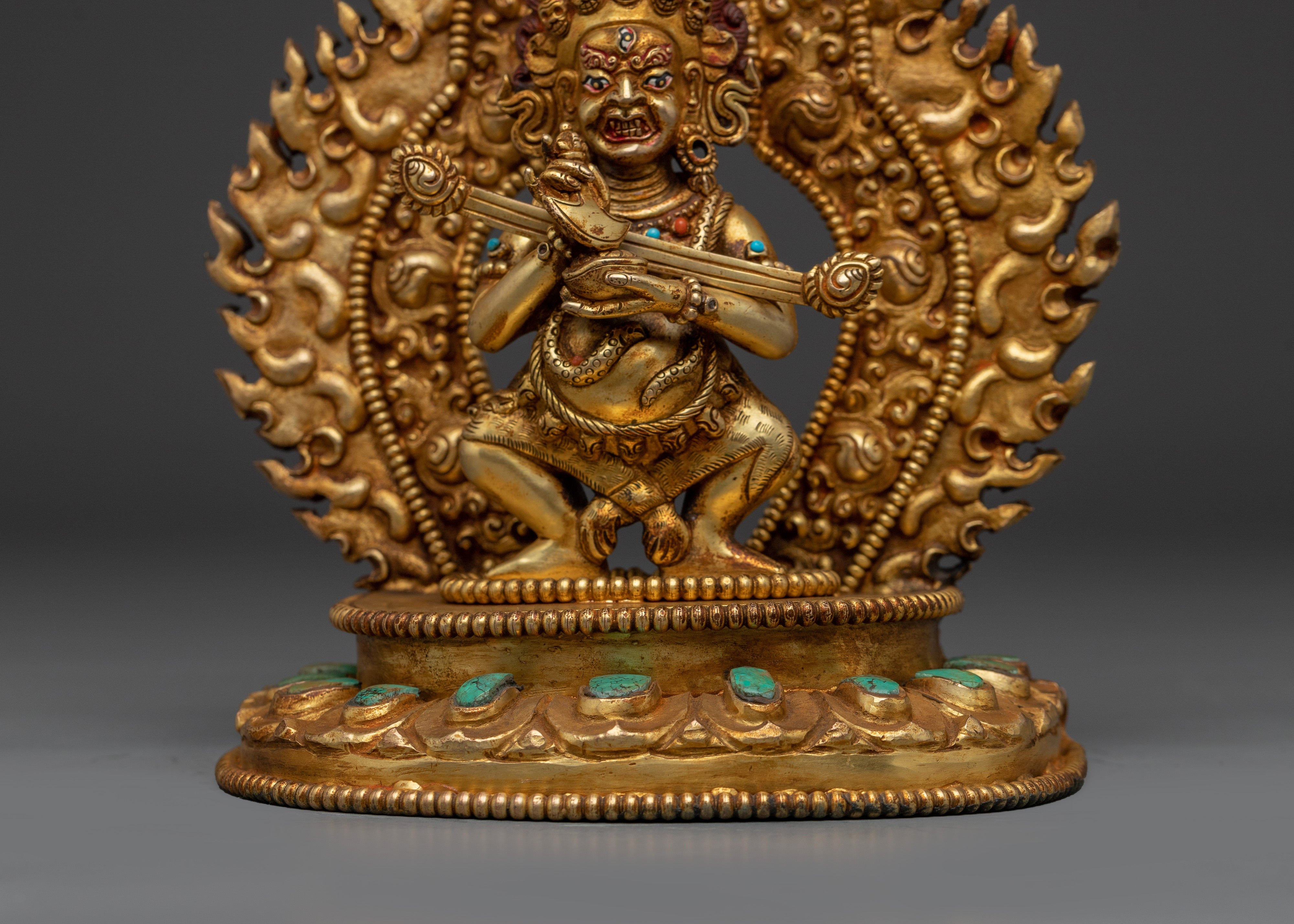 Golden Sakya Mahakala Statue | Guardian of the Dharma