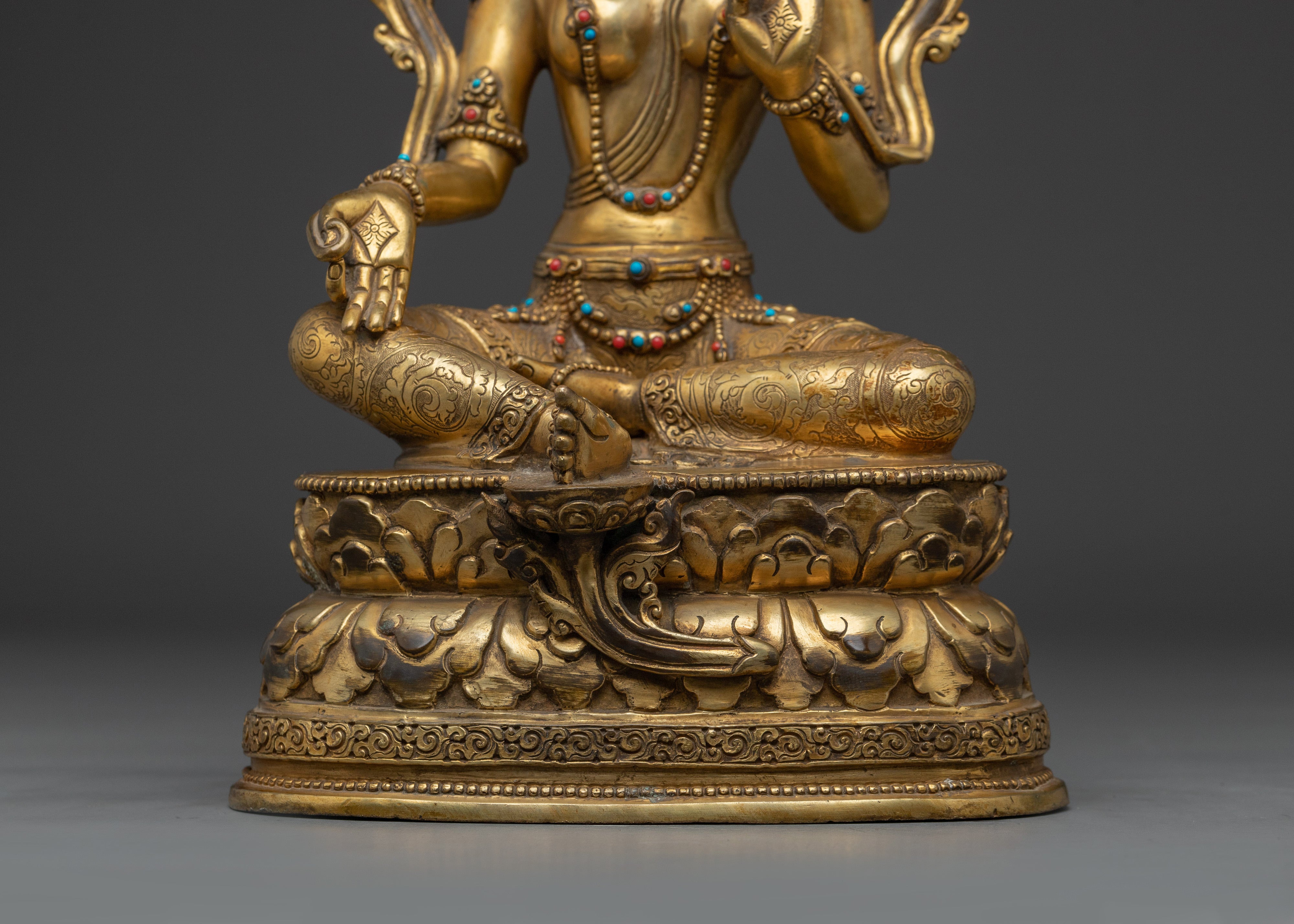 Divine Bodhisattva Green Tara Statue | Shyama Tara Copper Artwork