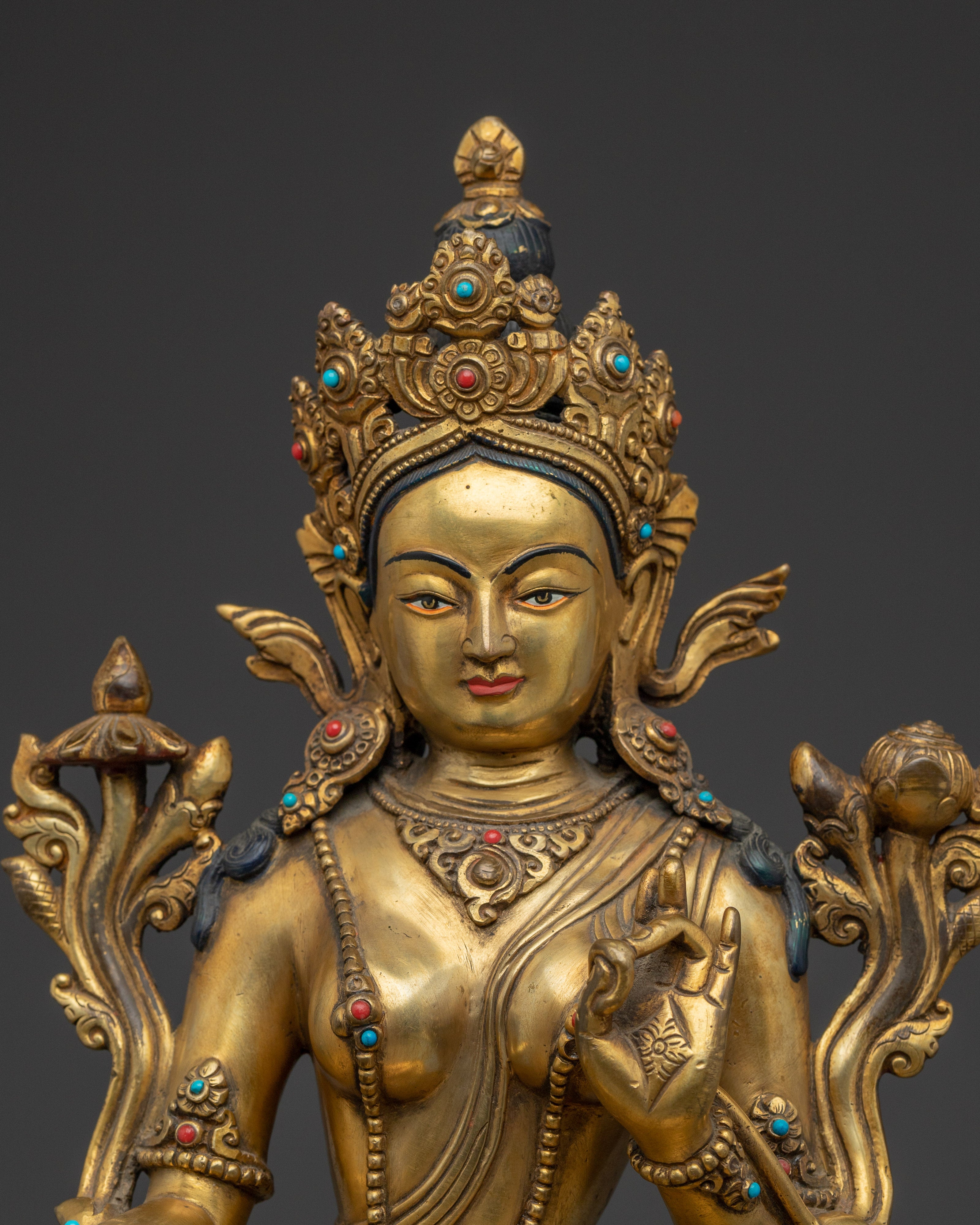 Divine Bodhisattva Green Tara Statue | Shyama Tara Copper Artwork
