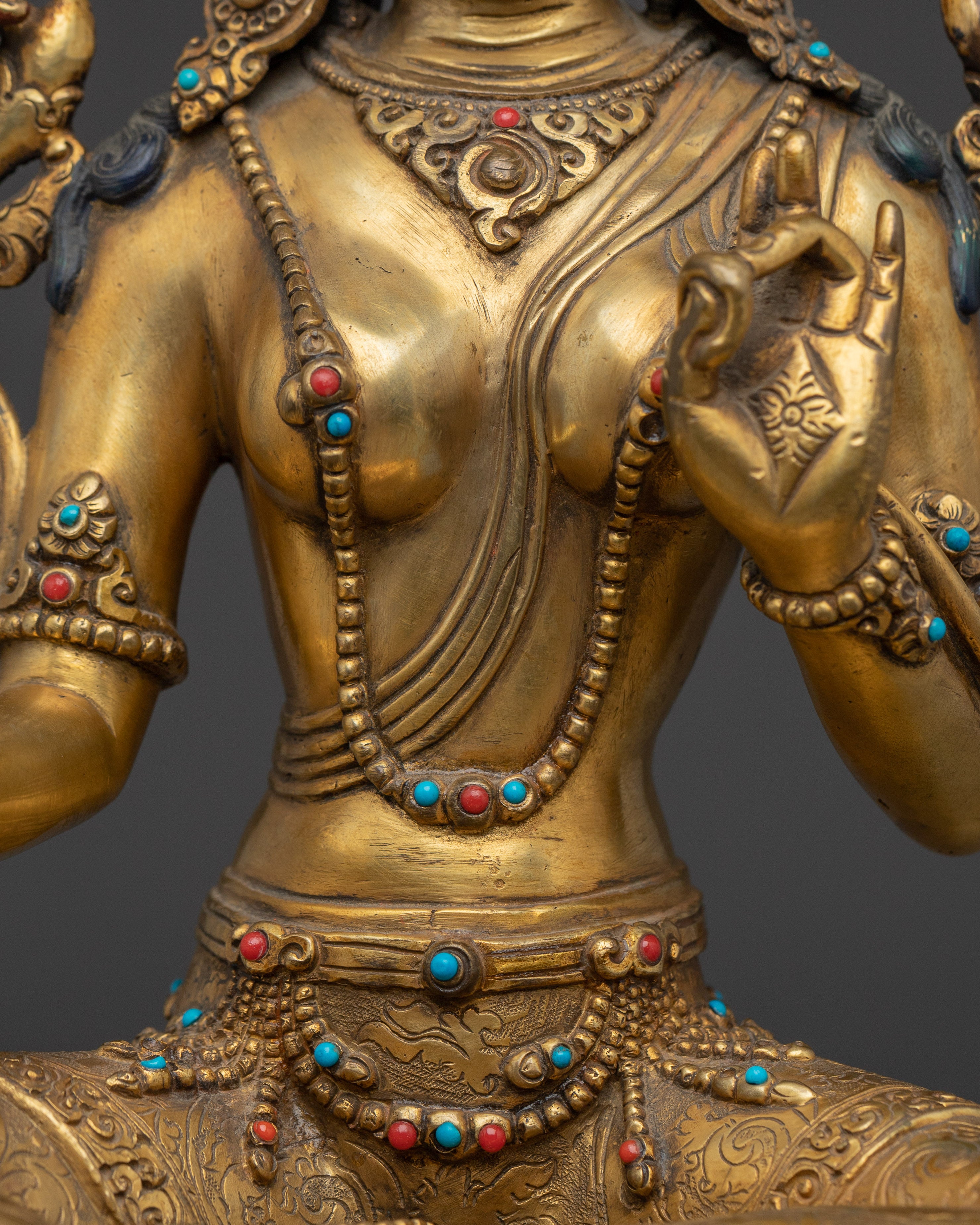 Divine Bodhisattva Green Tara Statue | Shyama Tara Copper Artwork
