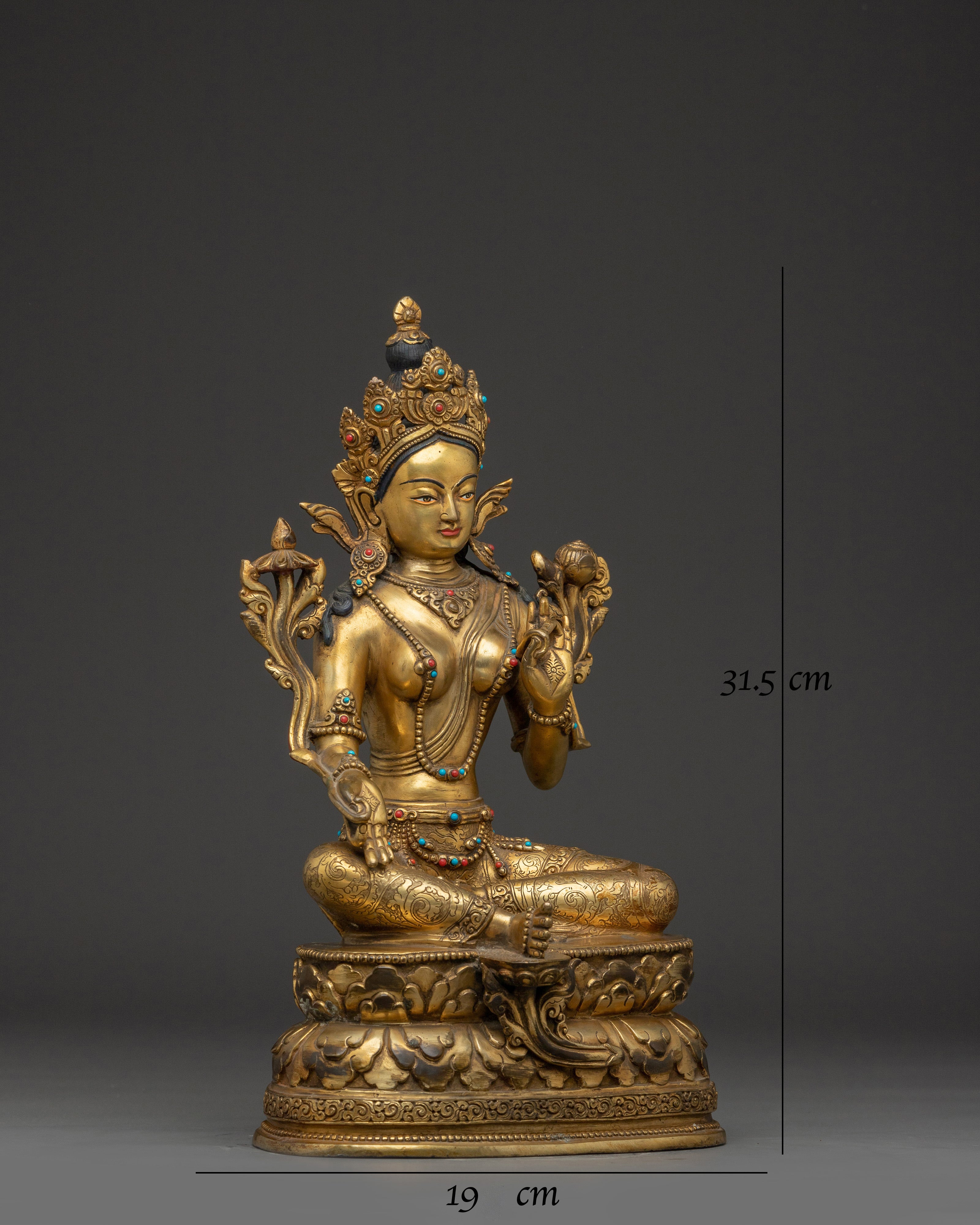 Divine Bodhisattva Green Tara Statue | Shyama Tara Copper Artwork
