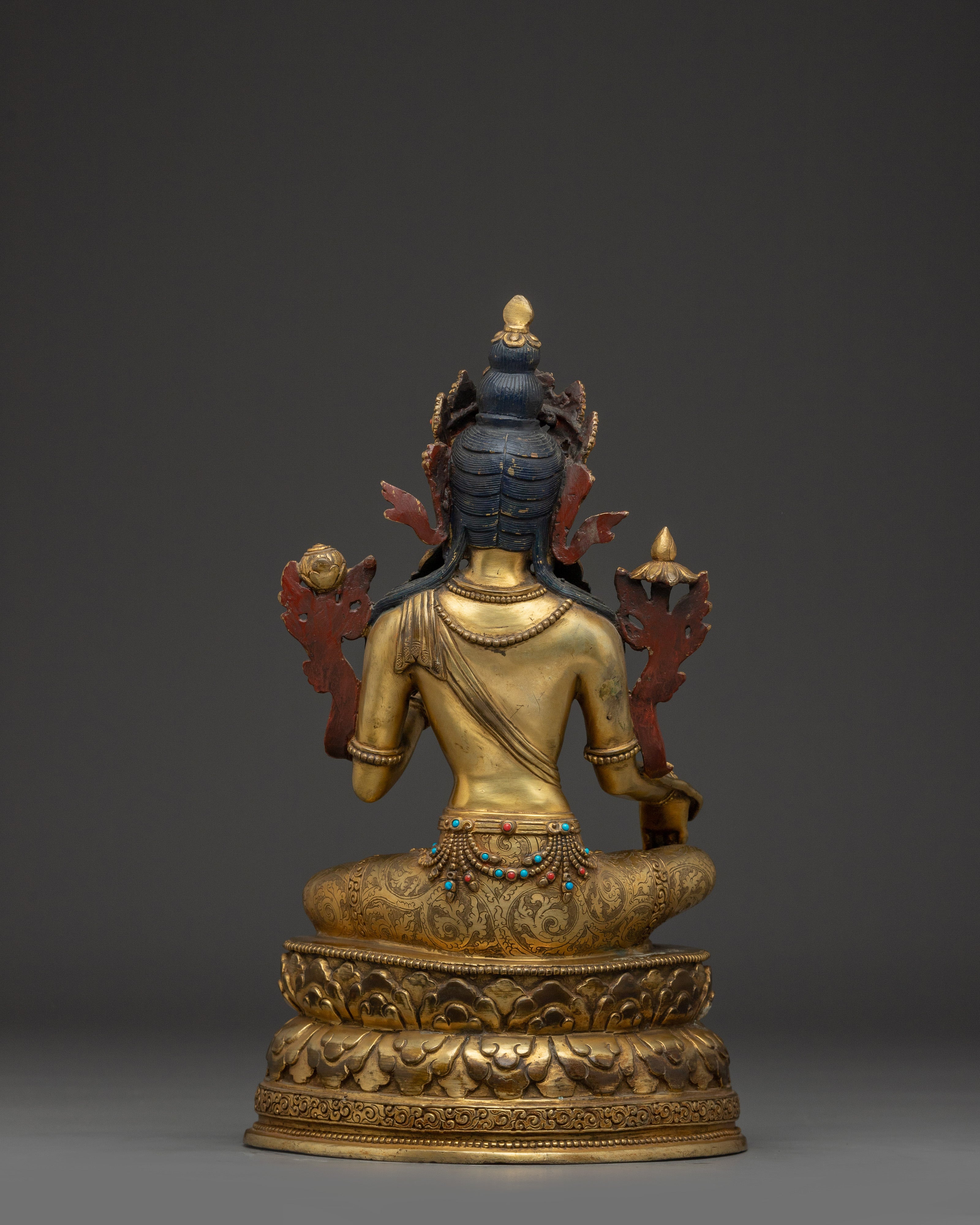 Divine Bodhisattva Green Tara Statue | Shyama Tara Copper Artwork