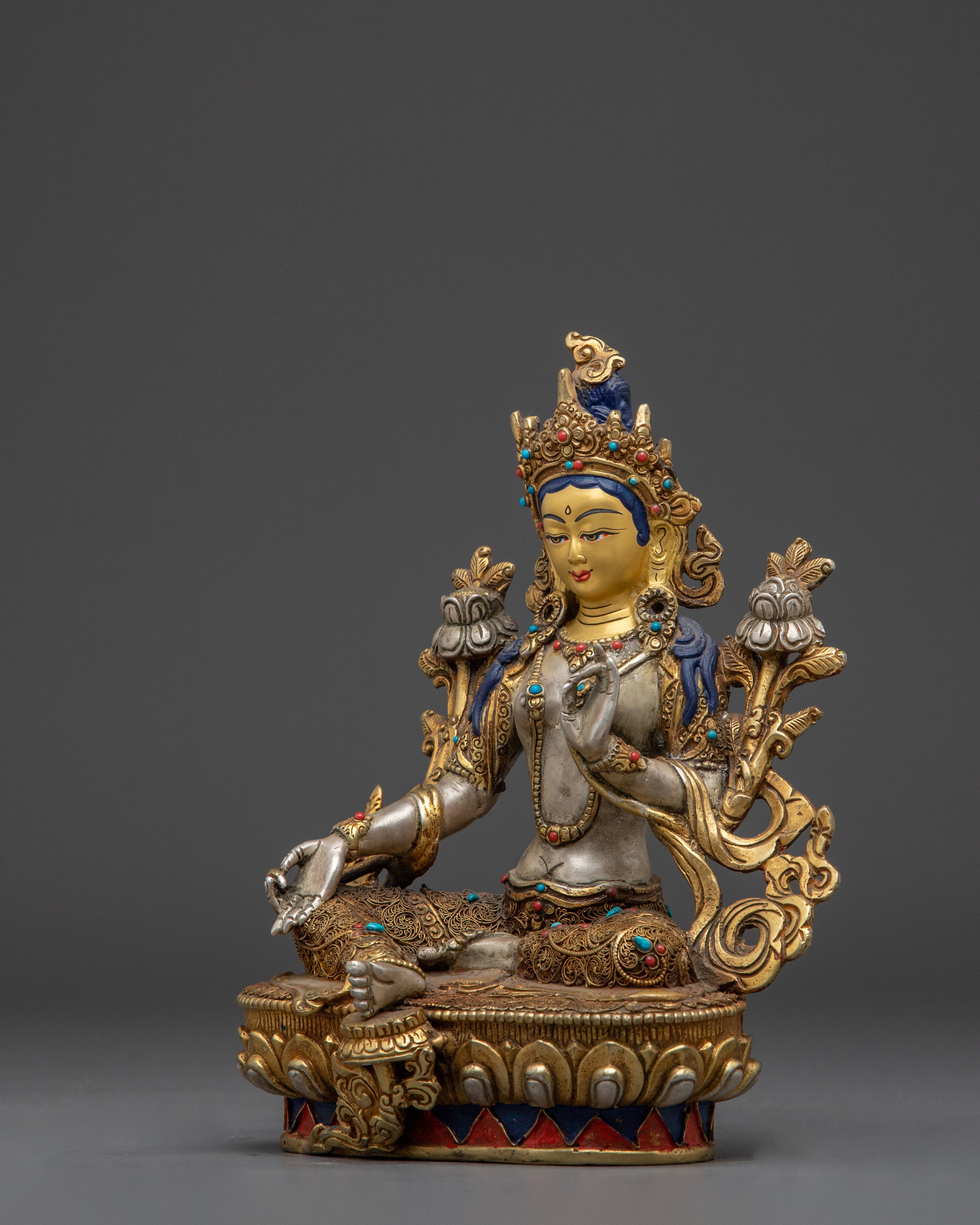 Green Tara Bodhisattva Handmade Statue | Himalayan Shyama Tara Artwork