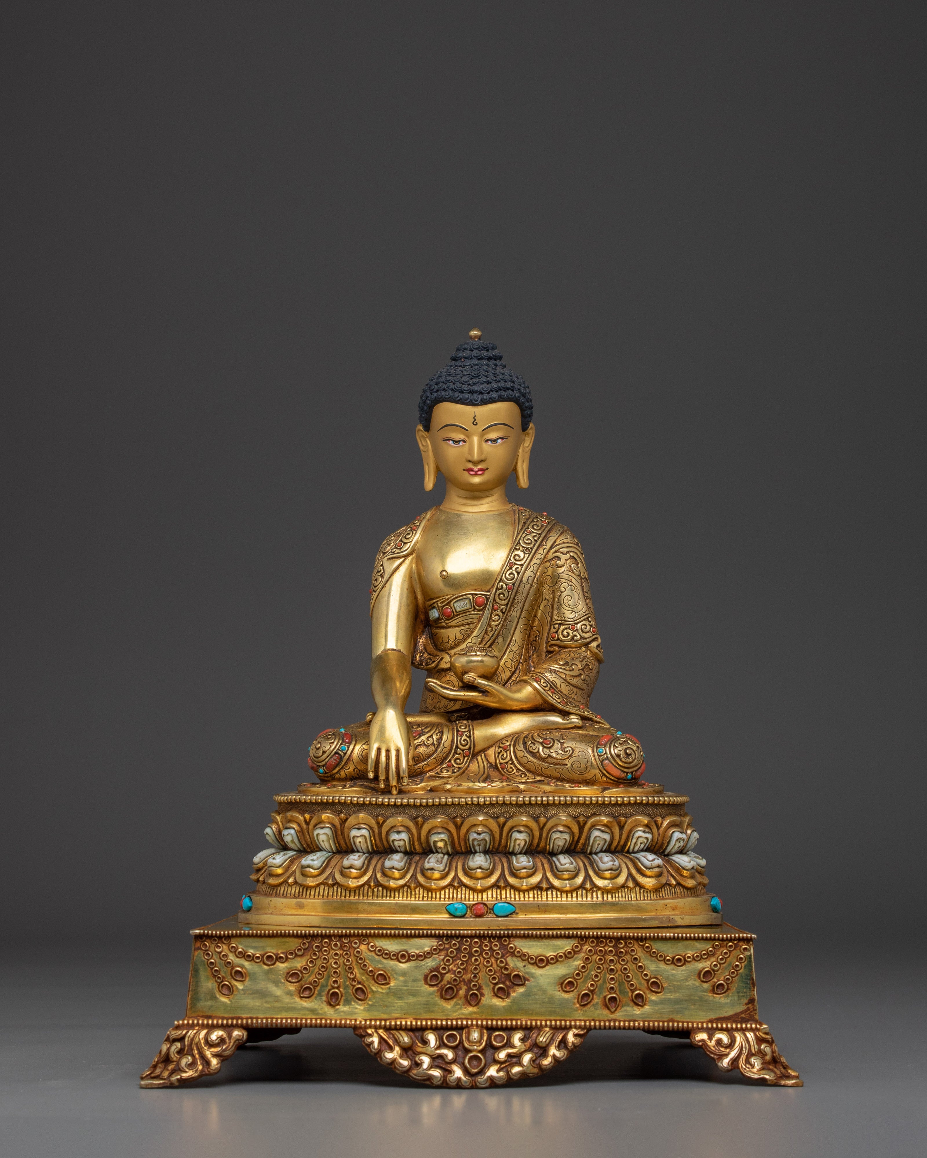 Gold Gilded Copper Shakyamuni Buddha | Buddhist Art for Shrine