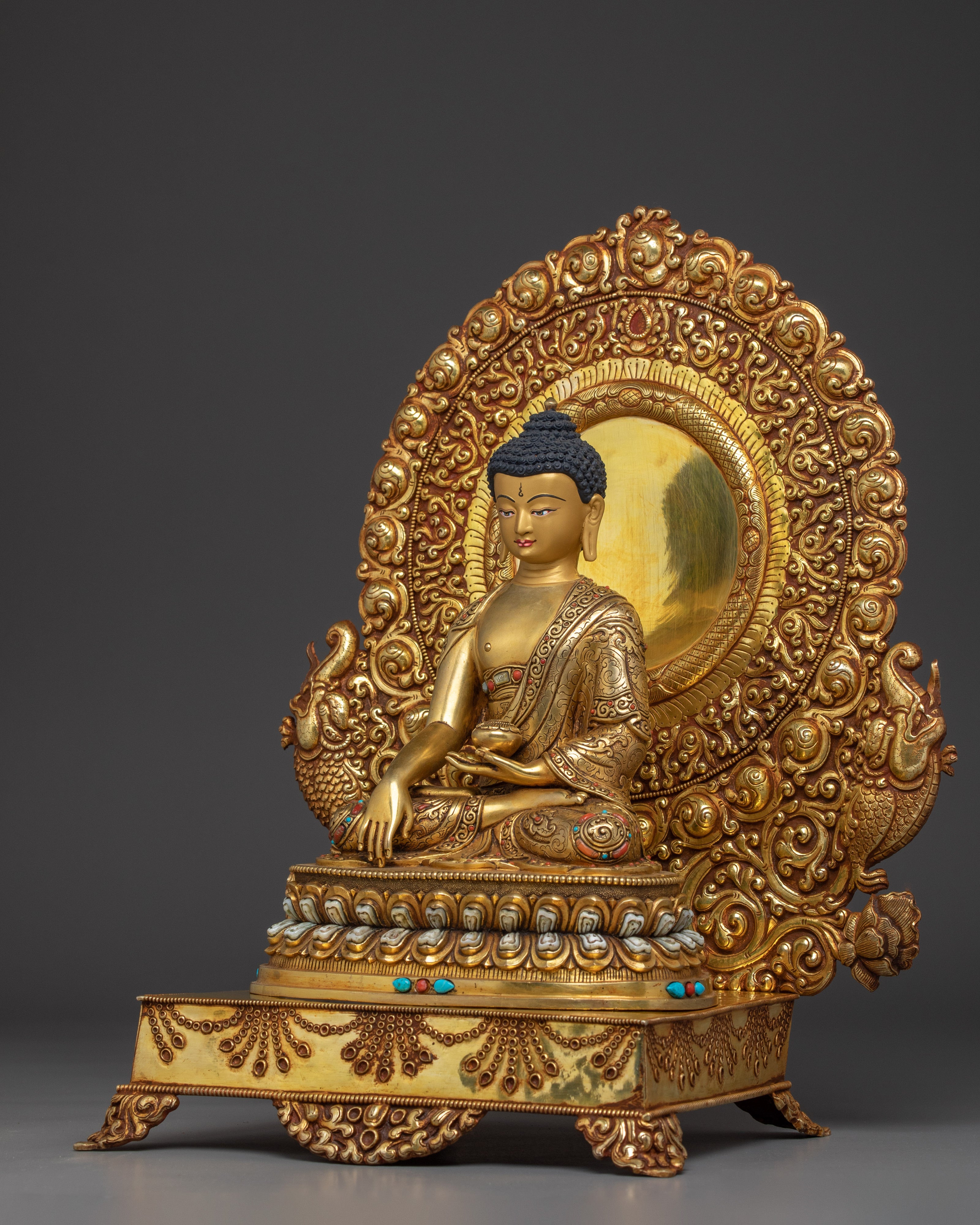 Gold Gilded Copper Shakyamuni Buddha | Buddhist Art for Shrine