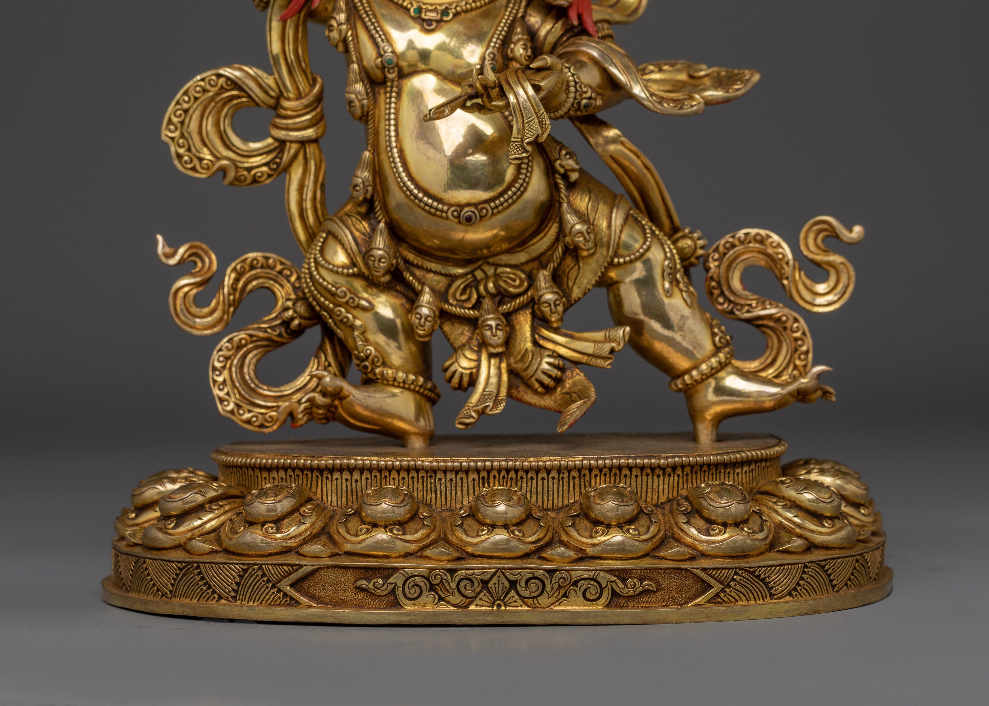 Handcrafted Black Manjushri Statue | 24K Gold Gilded Copper for Wisdom & Protection