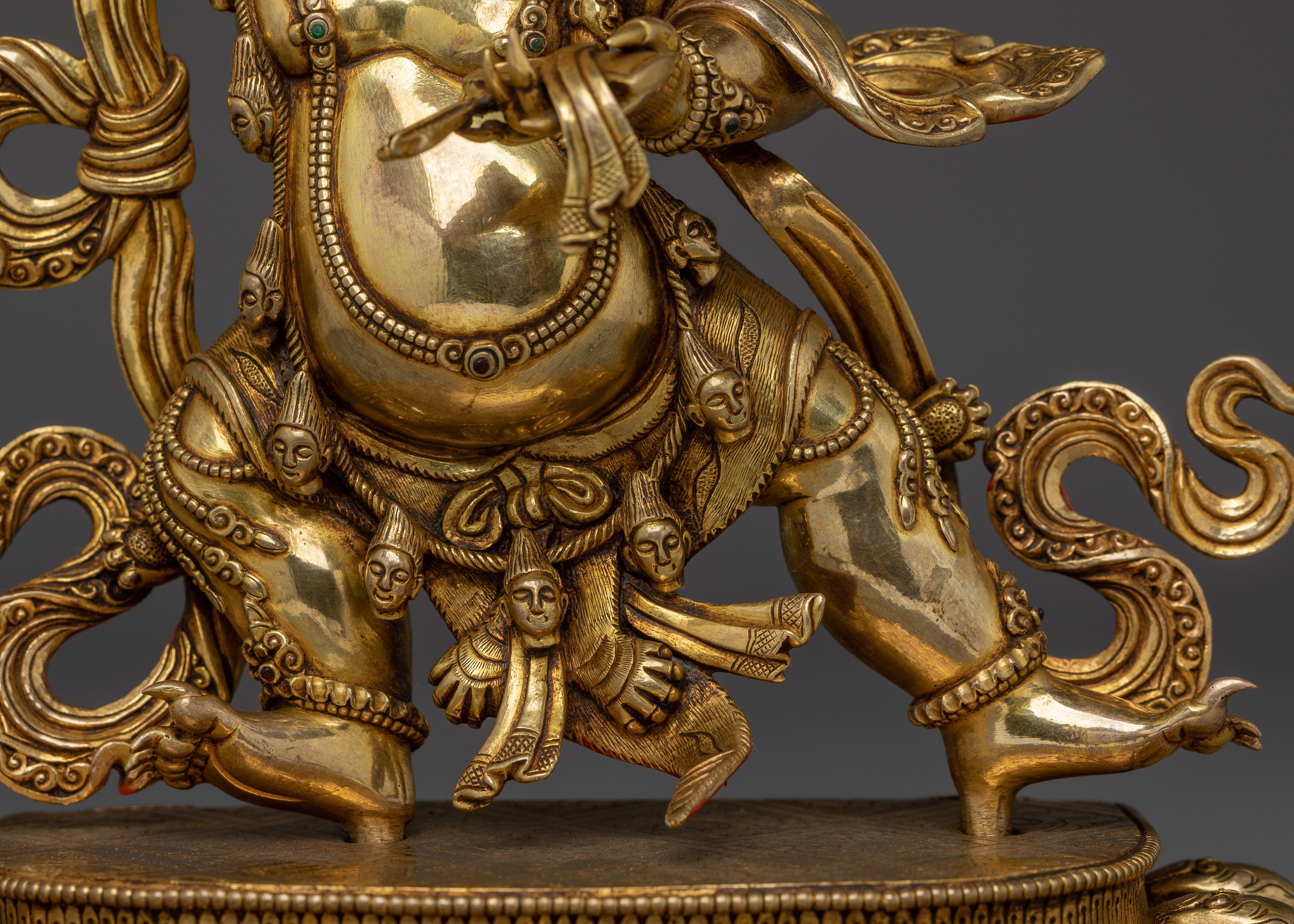Handcrafted Black Manjushri Statue | 24K Gold Gilded Copper for Wisdom & Protection