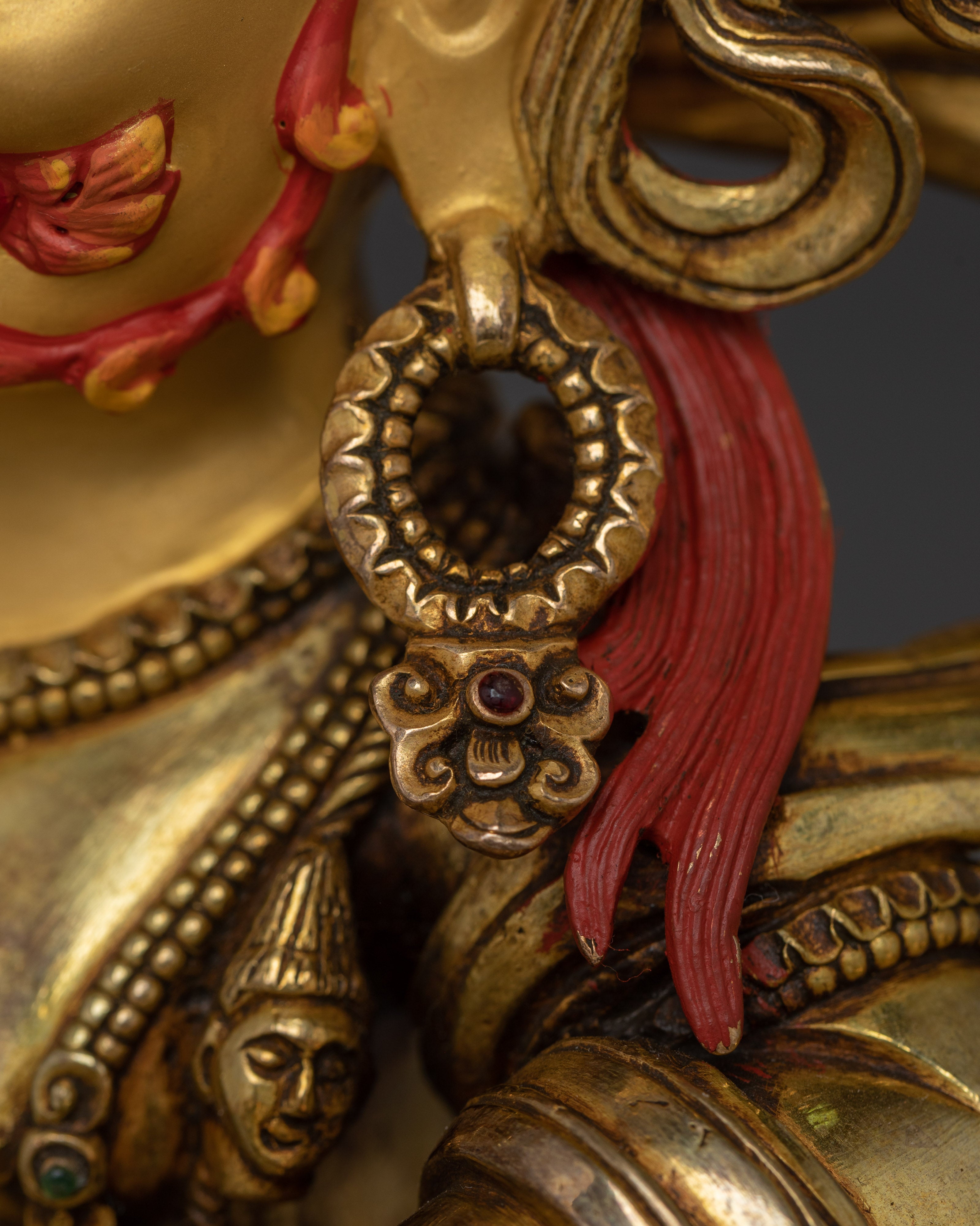 Handcrafted Black Manjushri Statue | 24K Gold Gilded Copper for Wisdom & Protection