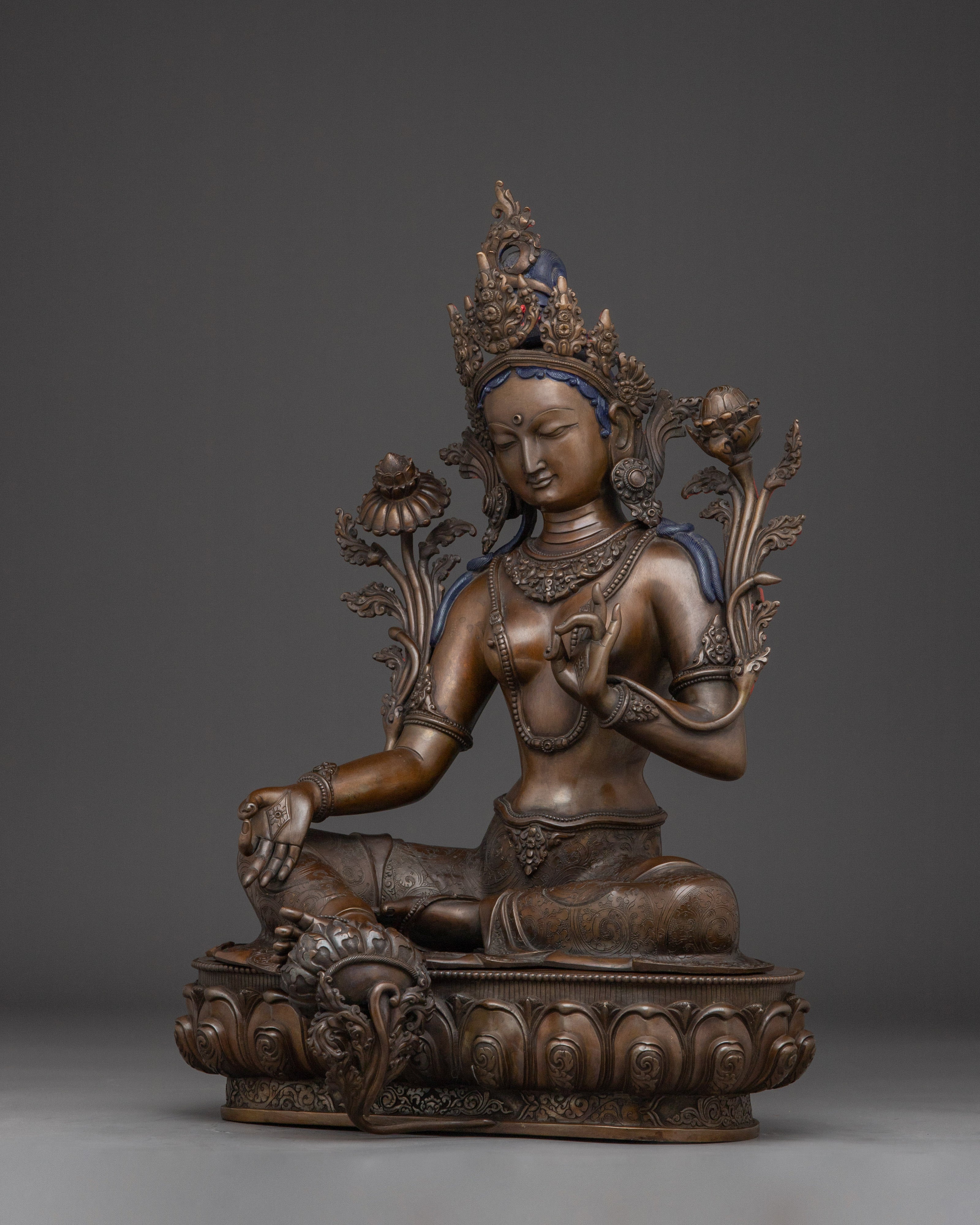 Sacred Feminine Statue of Green Tara | Bodhisattva of Compassion