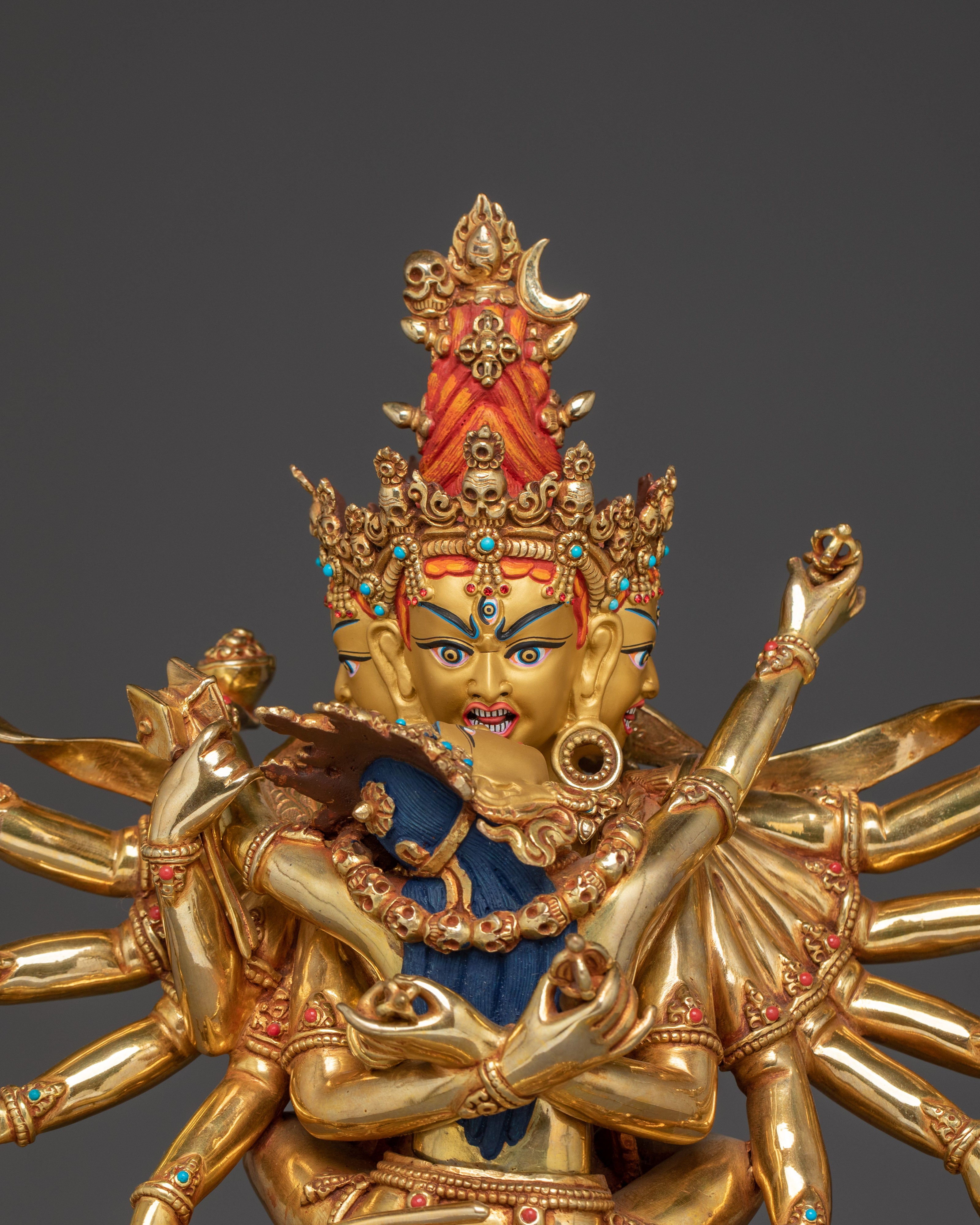 Chakrasamvara Statue in 24K Gold-Gilded | Tantric Deity for Enlightenment