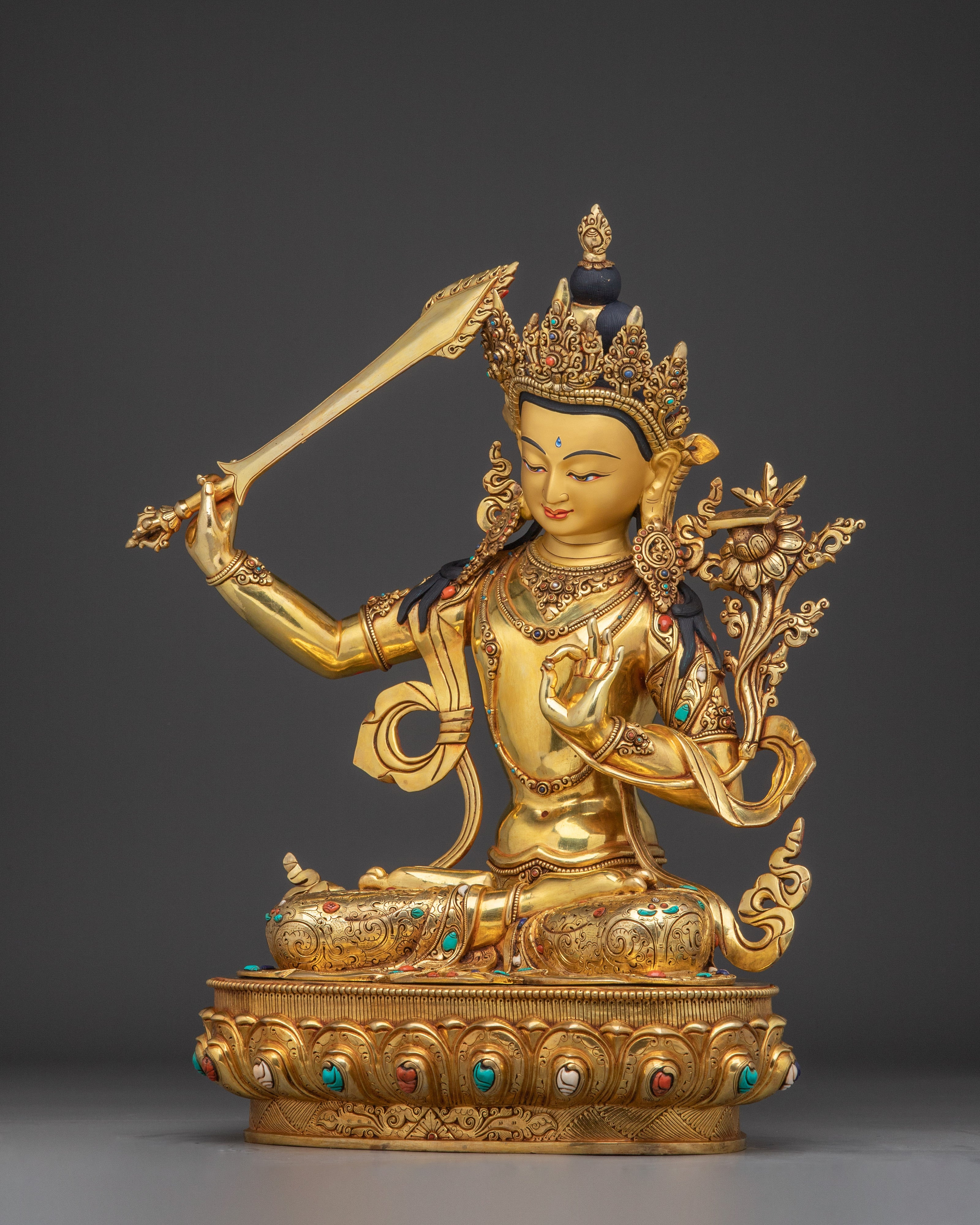 Handmade Supreme Wisdom Manjushri Art | Wisdom Bodhisattva Statue