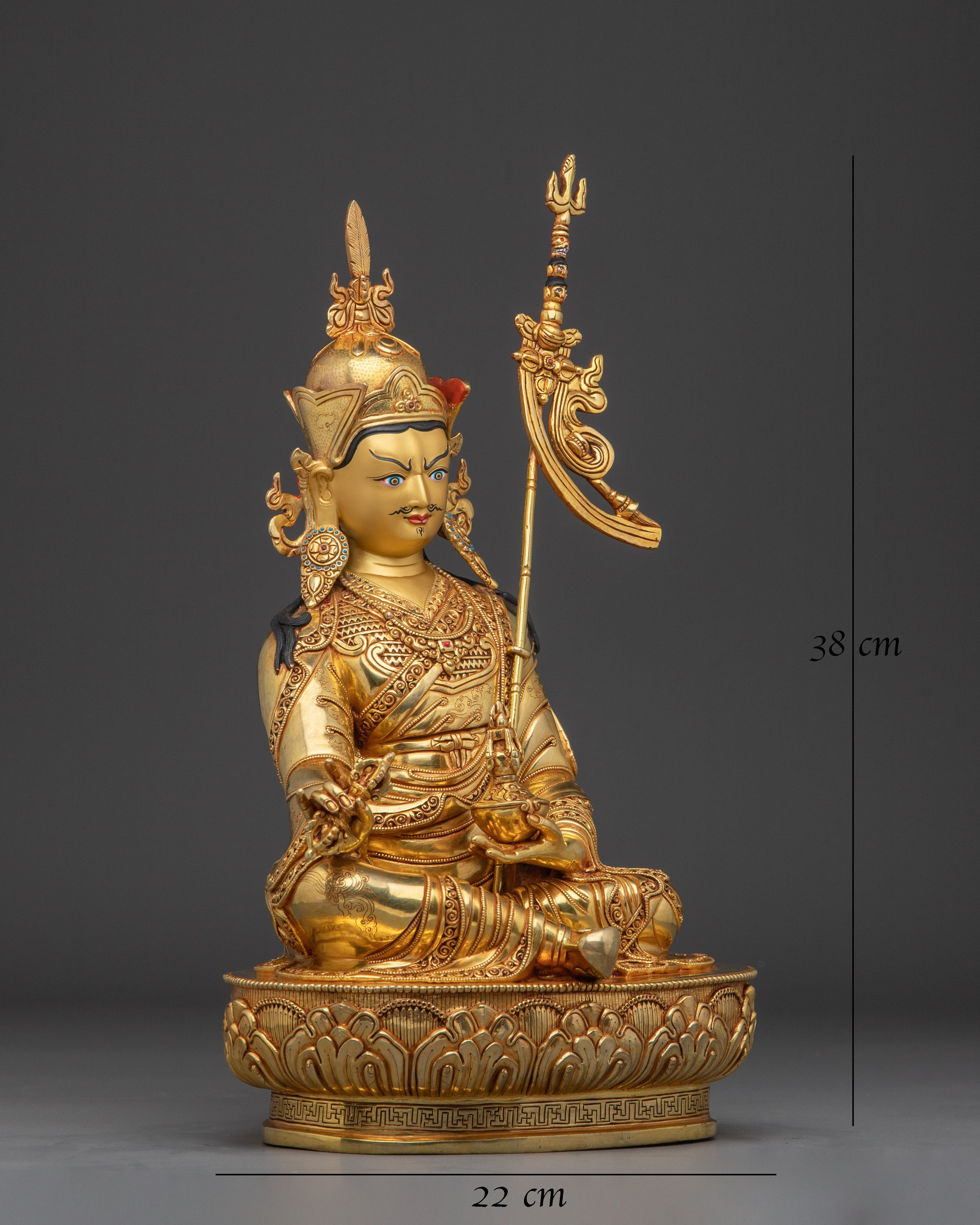 24K Gold-Gilded Guru Rinpoche Statue