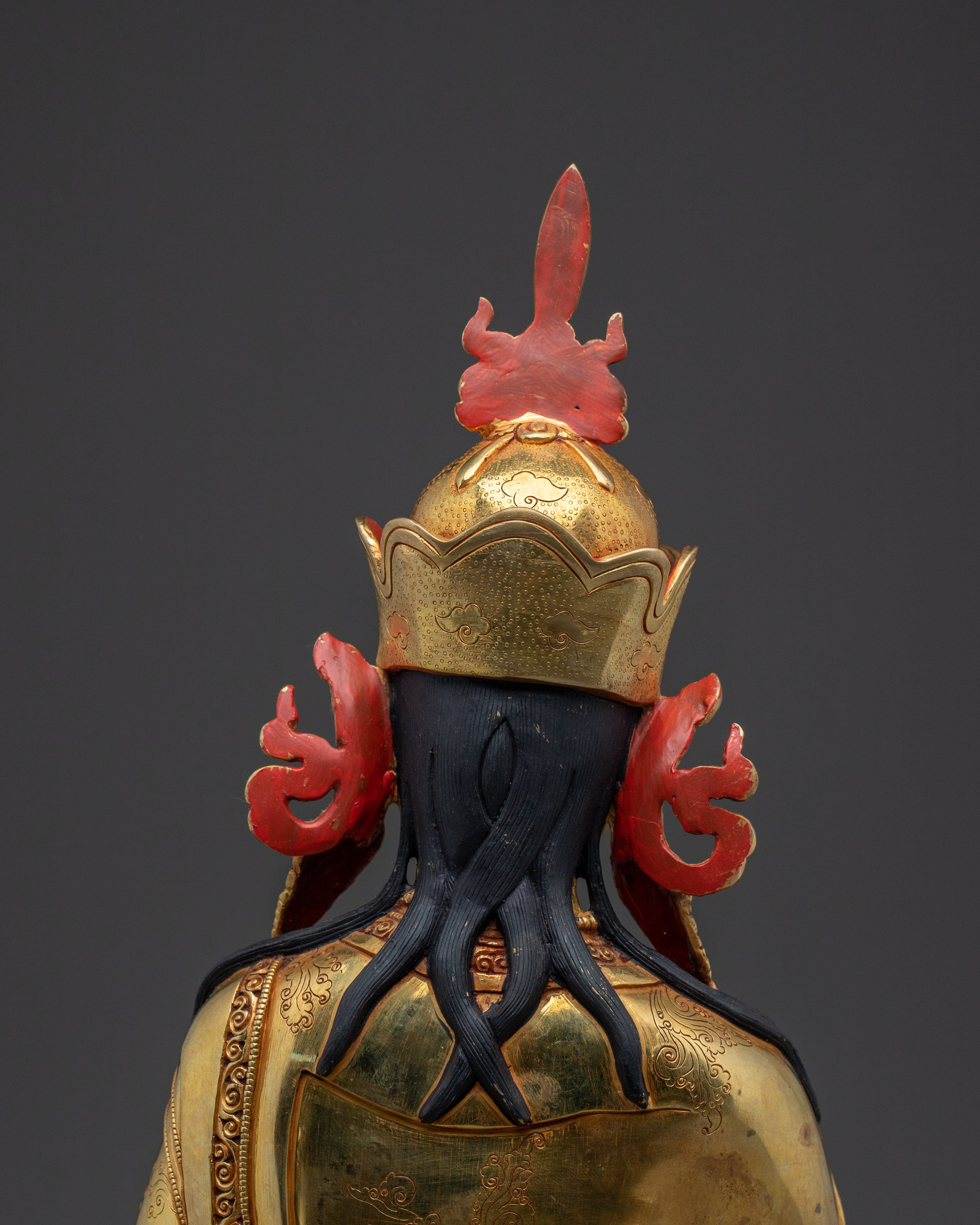 24K Gold-Gilded Guru Rinpoche Statue | Sacred Copper Sculpture of Padmasambhava for Shrine