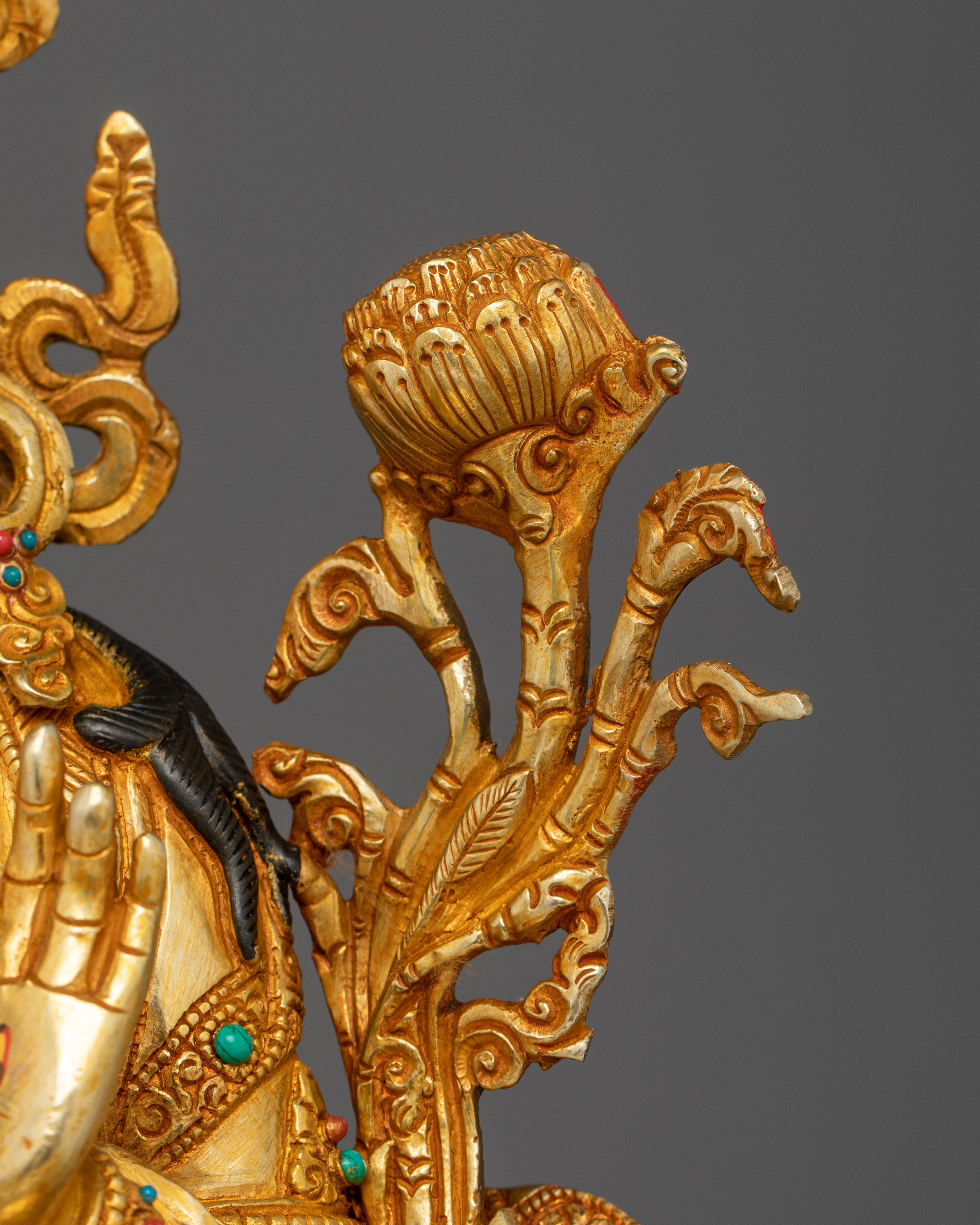 Handcrafted White Tara with Gemstones | Copper Sculpture of Healing & Longevity