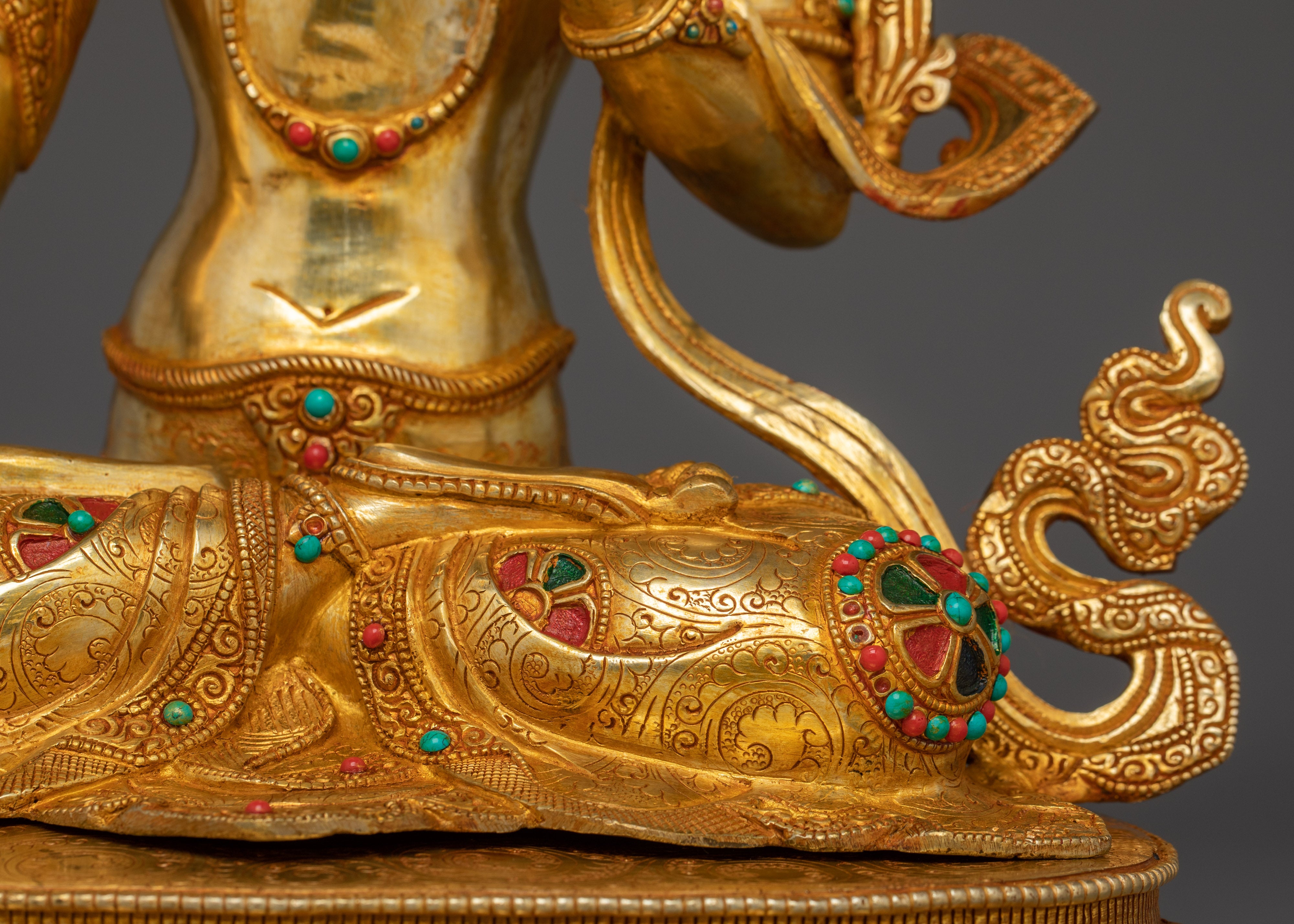 Handcrafted White Tara with Gemstones | Copper Sculpture of Healing & Longevity