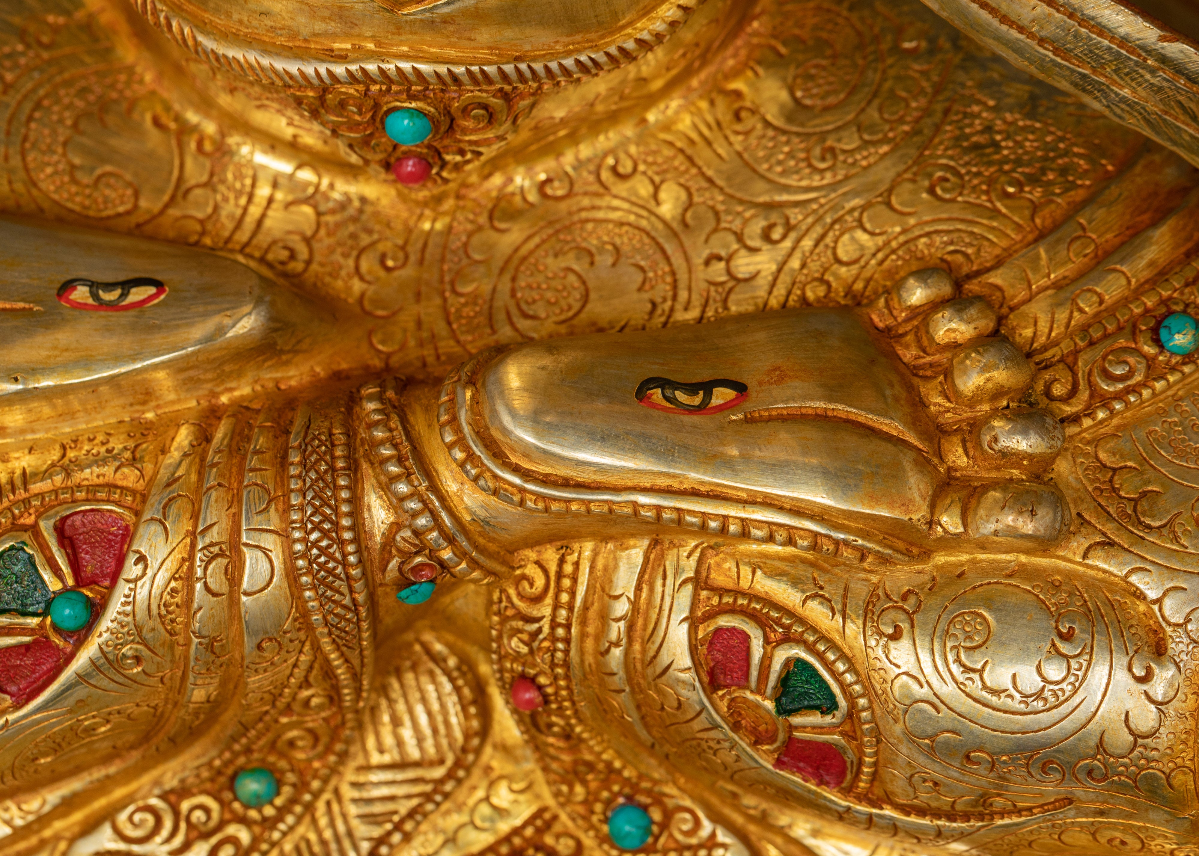 Handcrafted White Tara with Gemstones | Copper Sculpture of Healing & Longevity