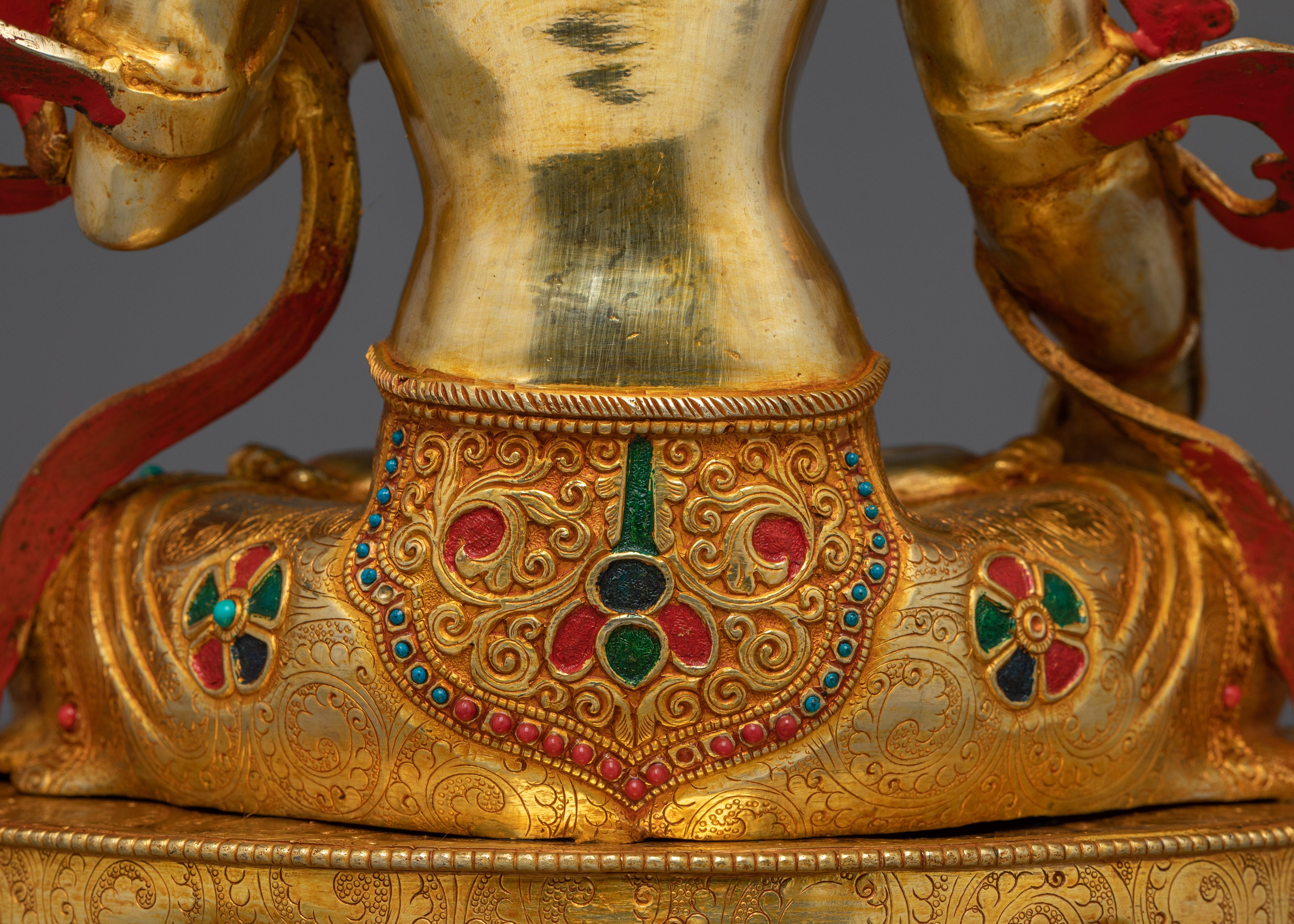 Handcrafted White Tara with Gemstones | Copper Sculpture of Healing & Longevity