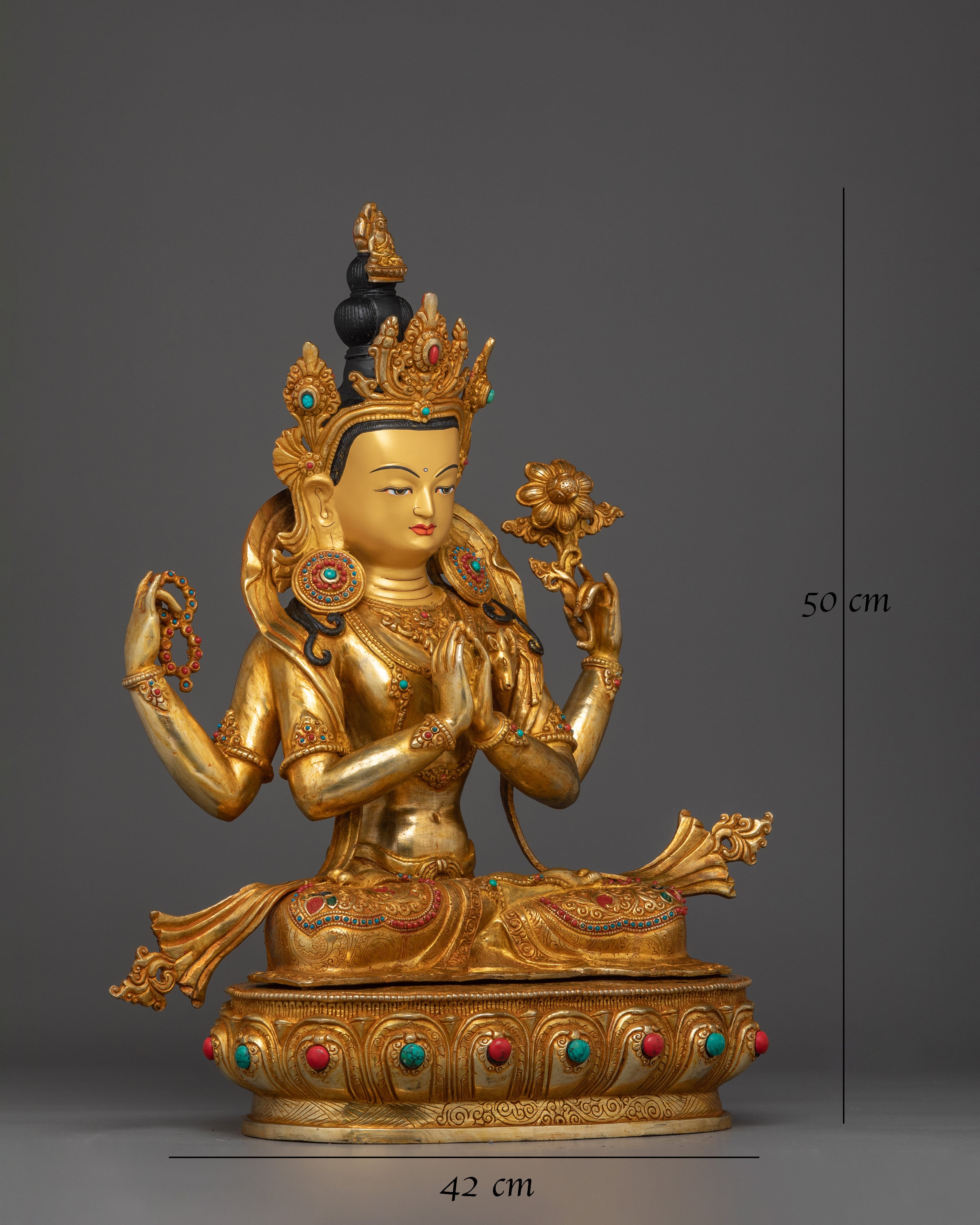 Four-Armed Avalokiteshvara Copper Statue