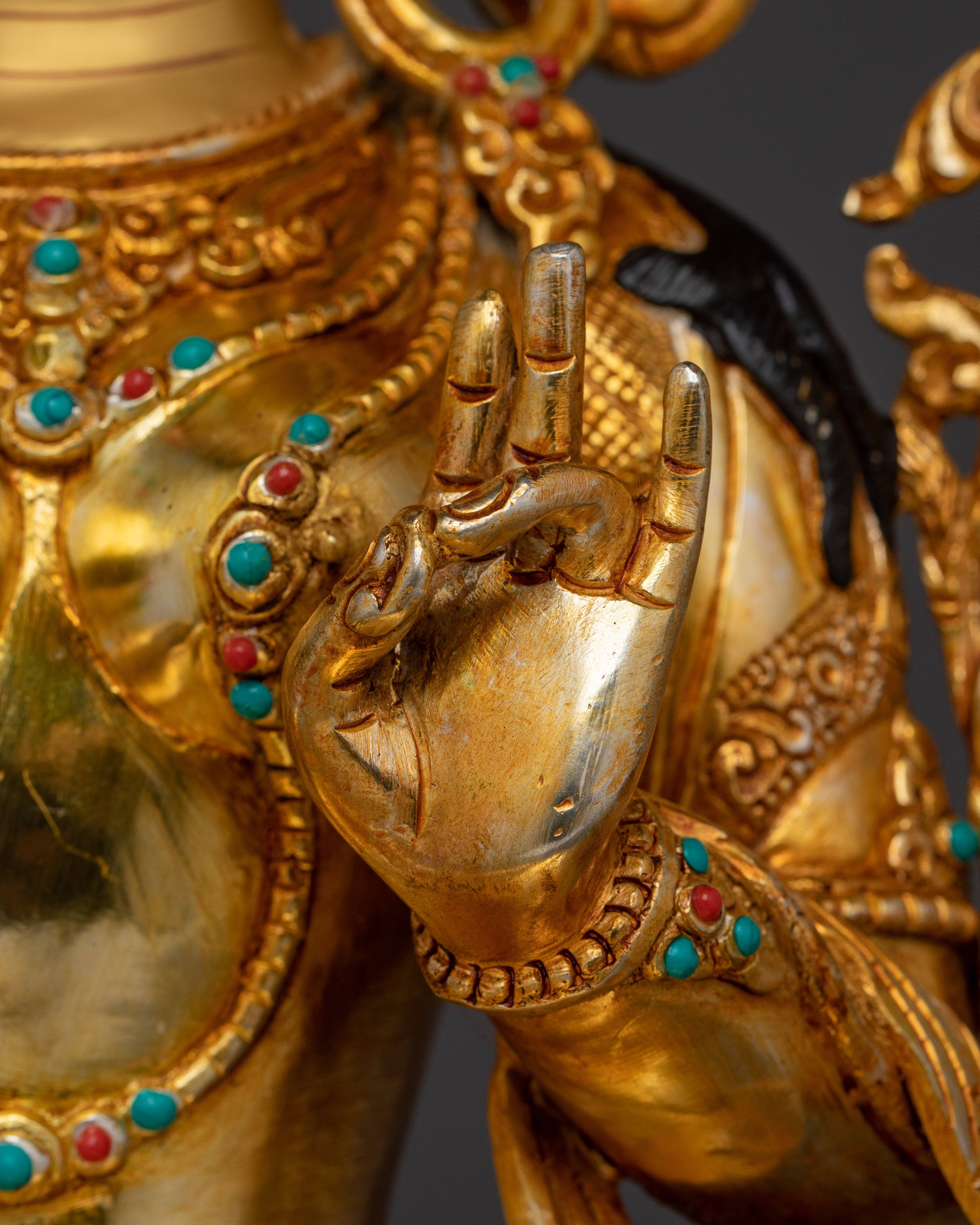 Handcrafted Green Tara with Gemstones for Altar | Syamatara Feminine Energy & Healing