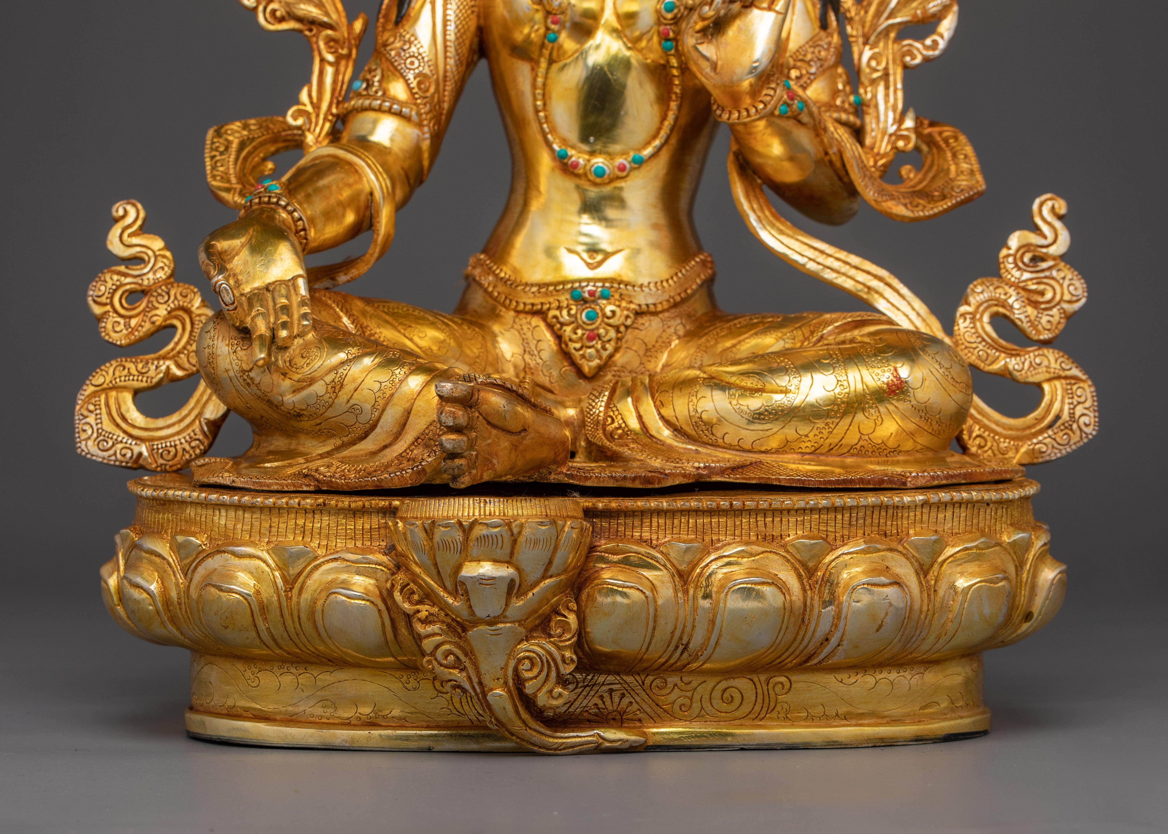 Handcrafted Green Tara with Gemstones for Altar | Syamatara Feminine Energy & Healing