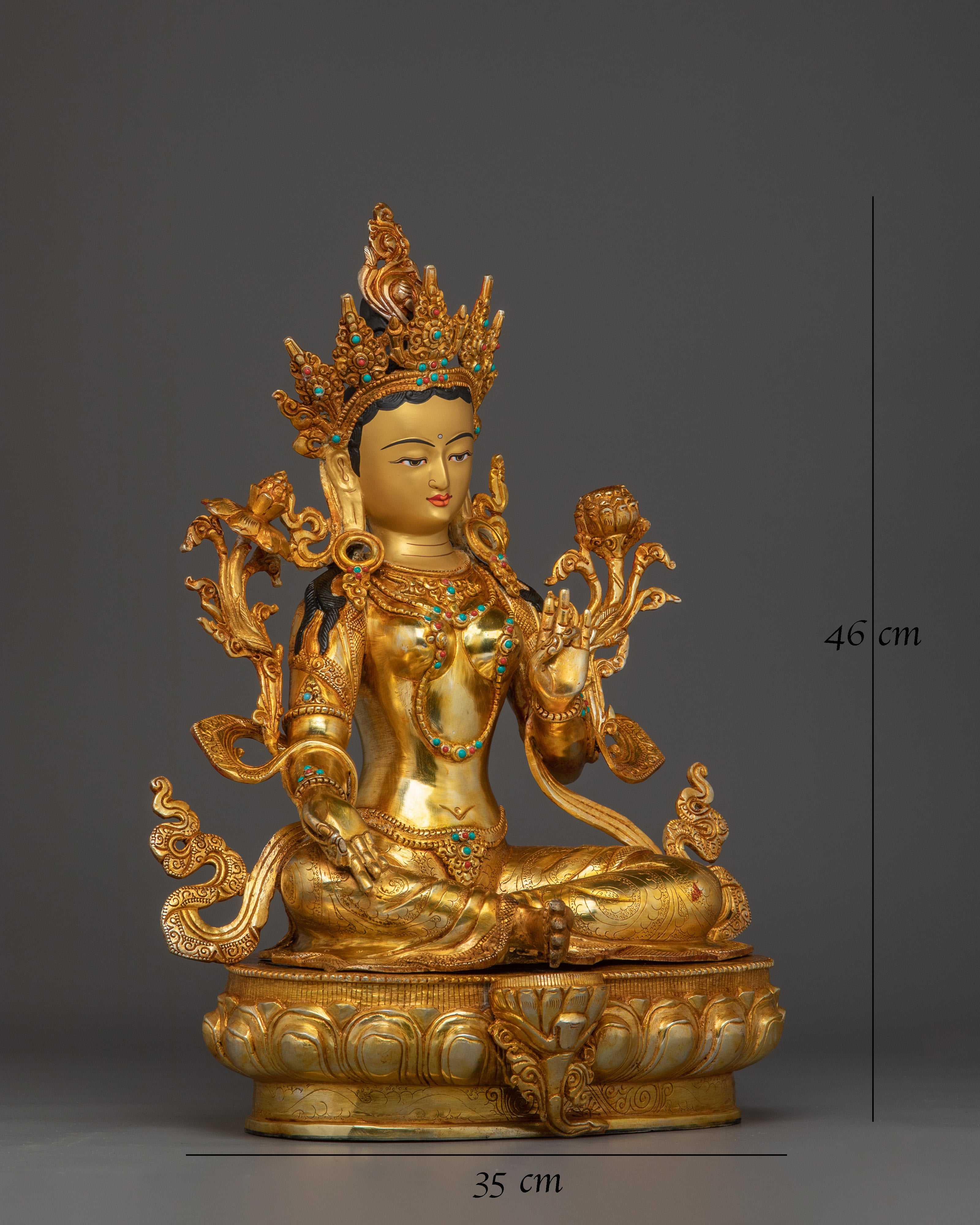 Green Tara with Gemstones for Altar