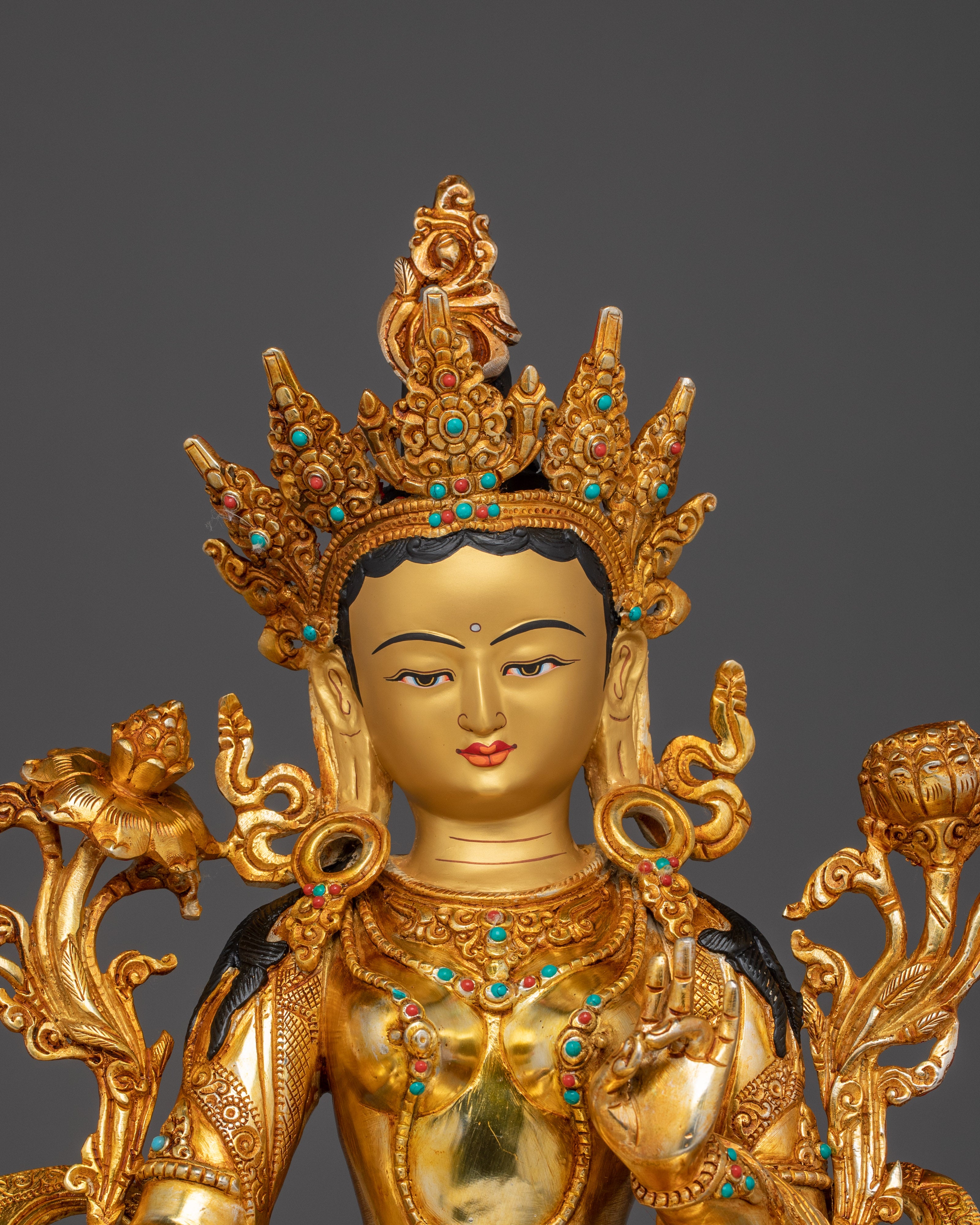 Handcrafted Green Tara with Gemstones for Altar | Syamatara Feminine Energy & Healing