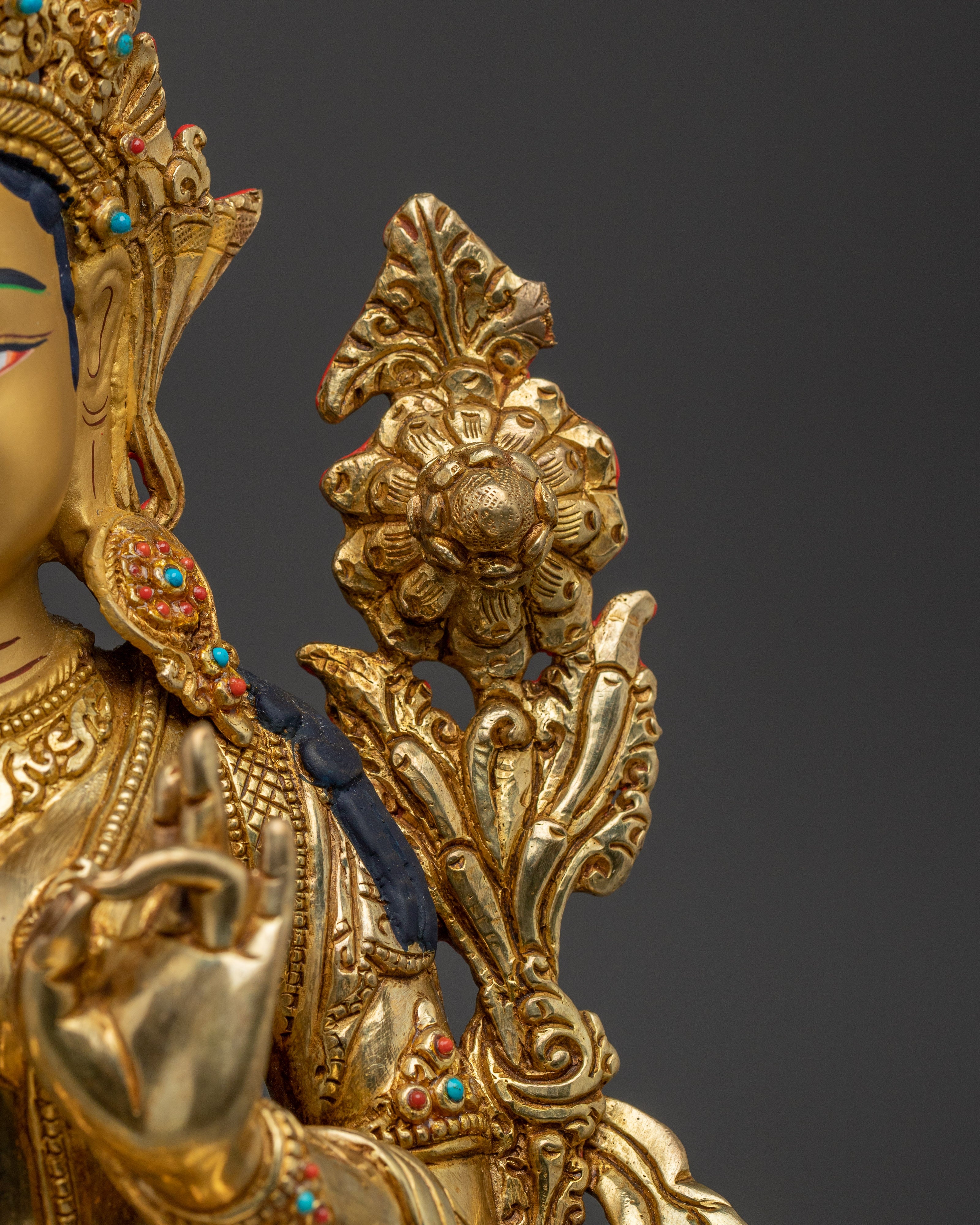 Handmade Peaceful Green Tara Art | Shyama Tara - Mother of All Buddhas