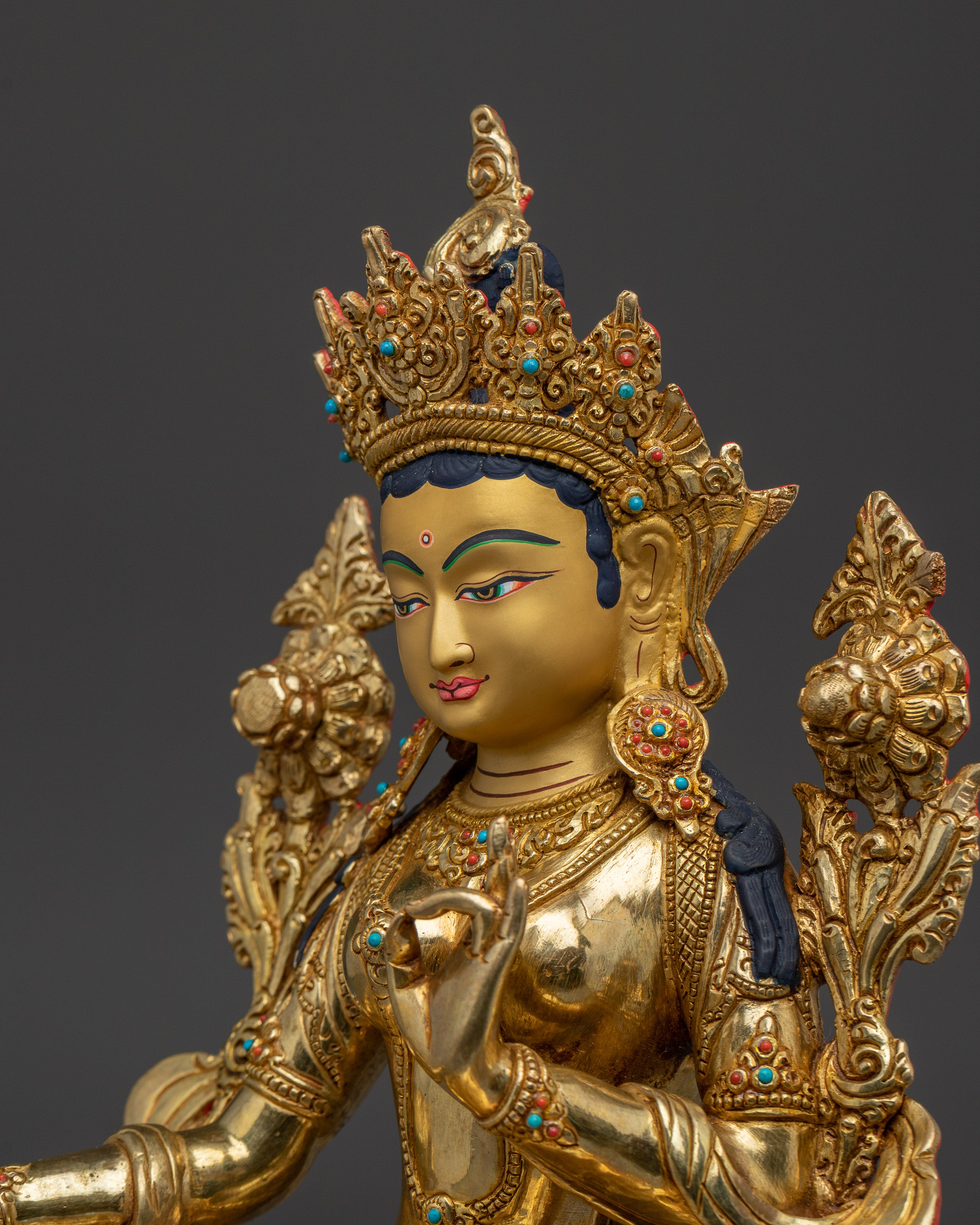 Handmade Peaceful Green Tara Art | Shyama Tara - Mother of All Buddhas