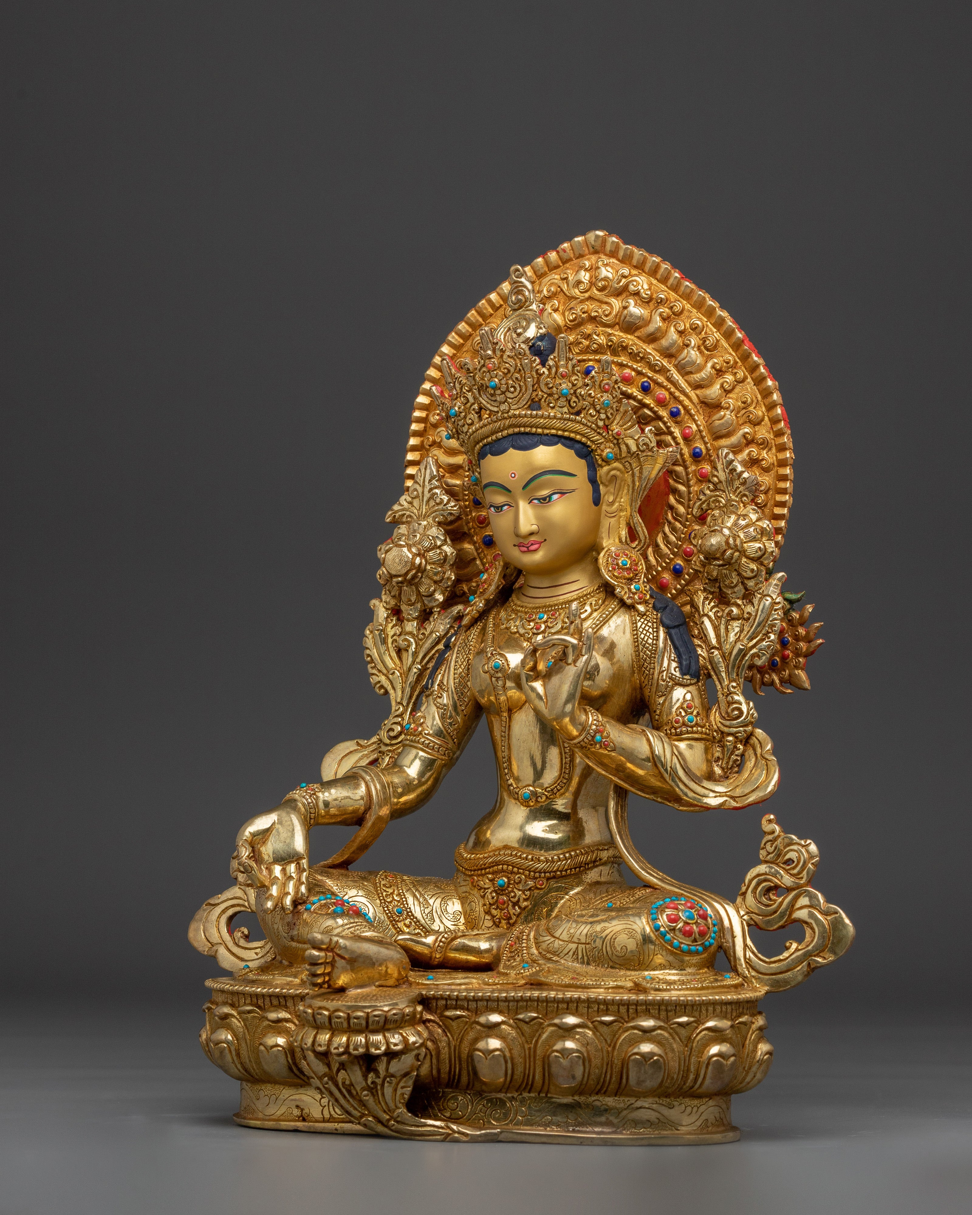 Handmade Peaceful Green Tara Art | Shyama Tara - Mother of All Buddhas