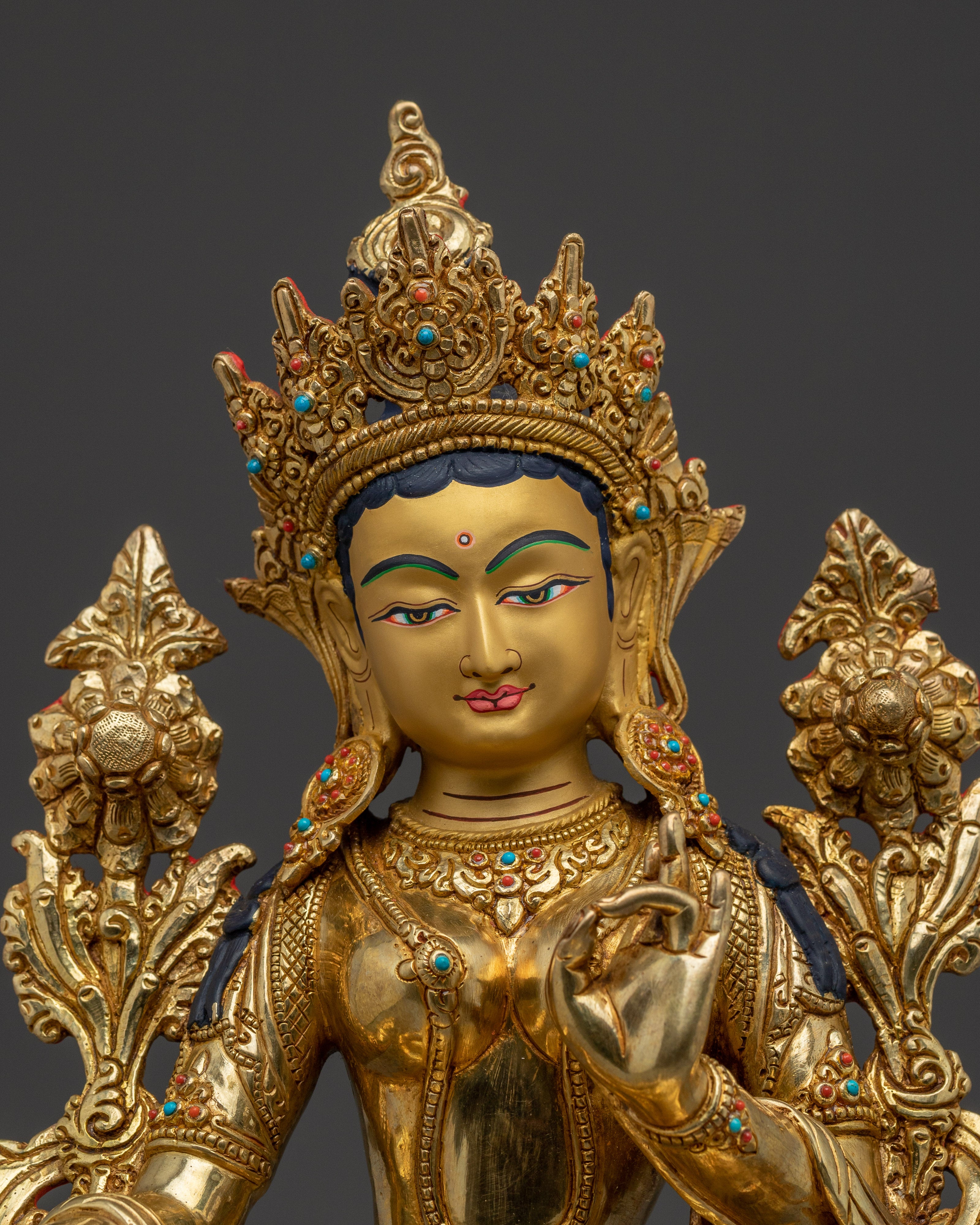 Handmade Peaceful Green Tara Art | Shyama Tara - Mother of All Buddhas