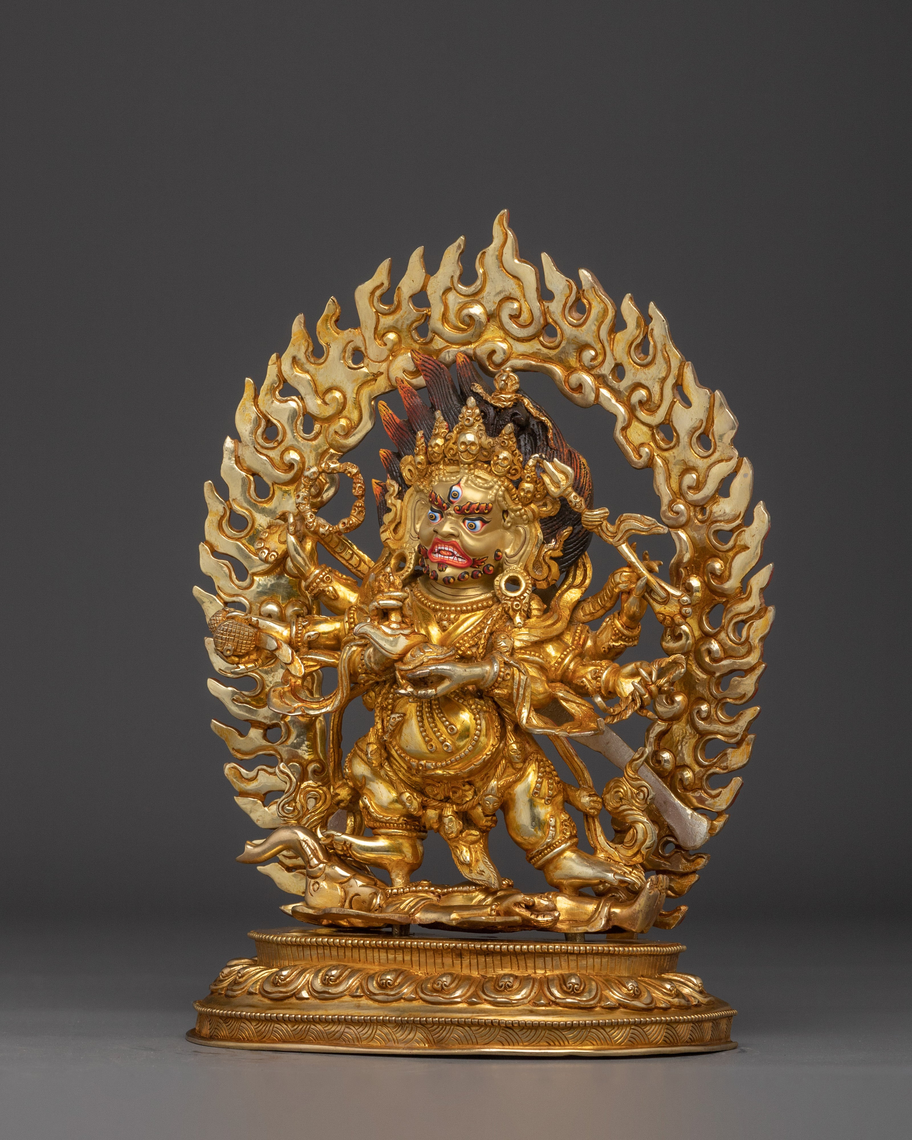 Handcrafted Six Armed Mahakala Statue for Meditation | Fierce Buddhist Protector