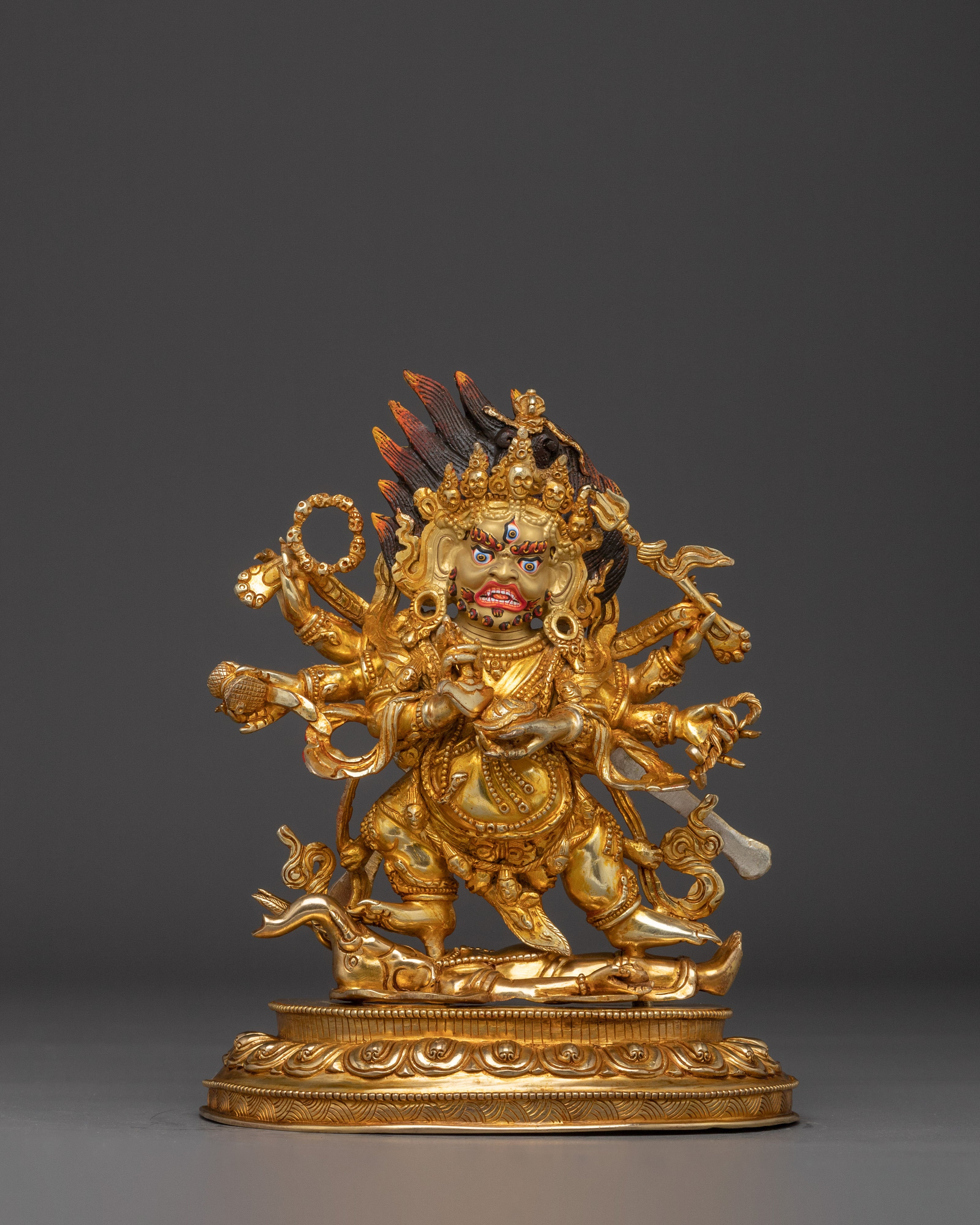 Handcrafted Six Armed Mahakala Statue for Meditation | Fierce Buddhist Protector