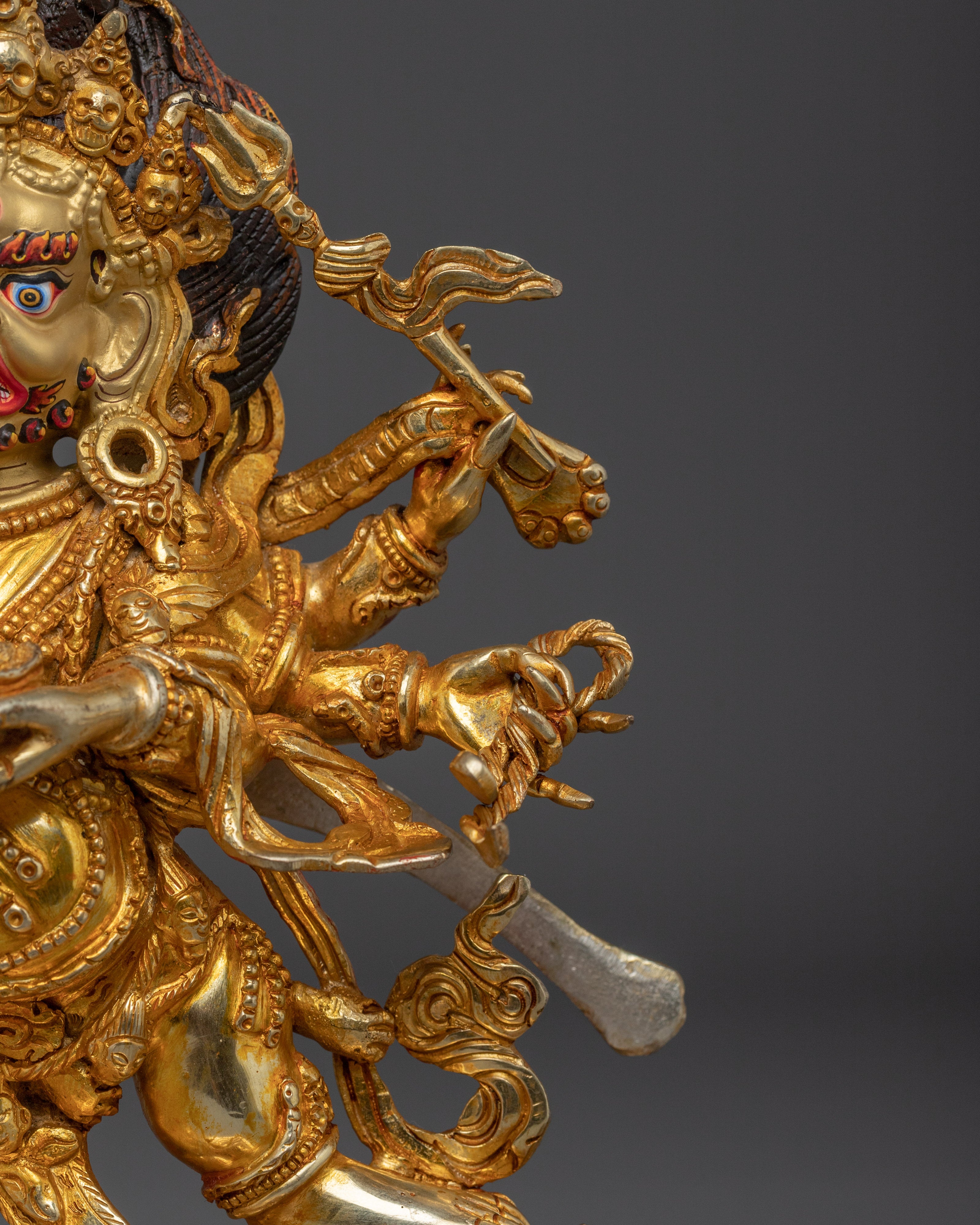 Handcrafted Six Armed Mahakala Statue for Meditation | Fierce Buddhist Protector