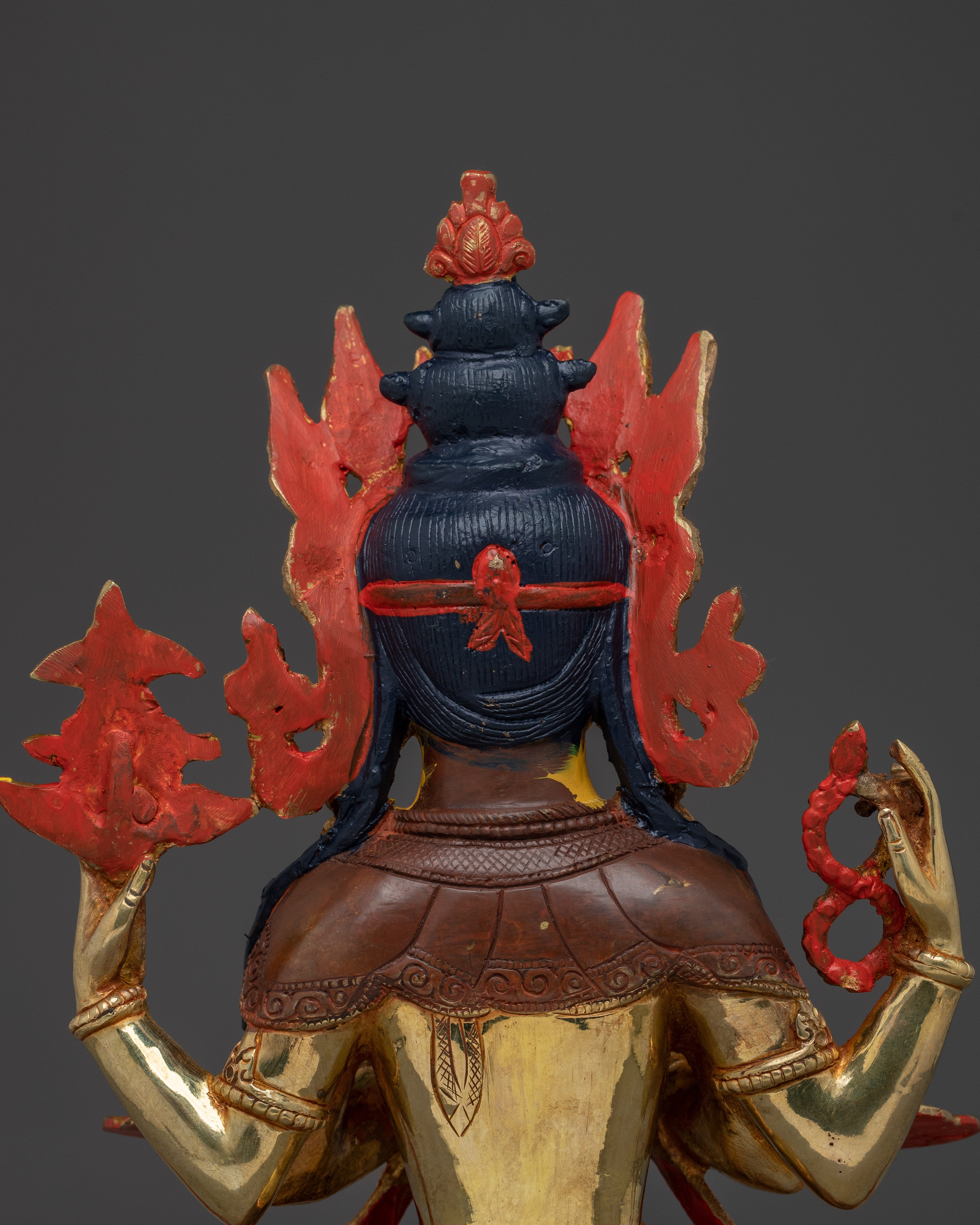 Handmade Avalokiteshvara Copper Artwork | Chenrezig Deity for Meditation