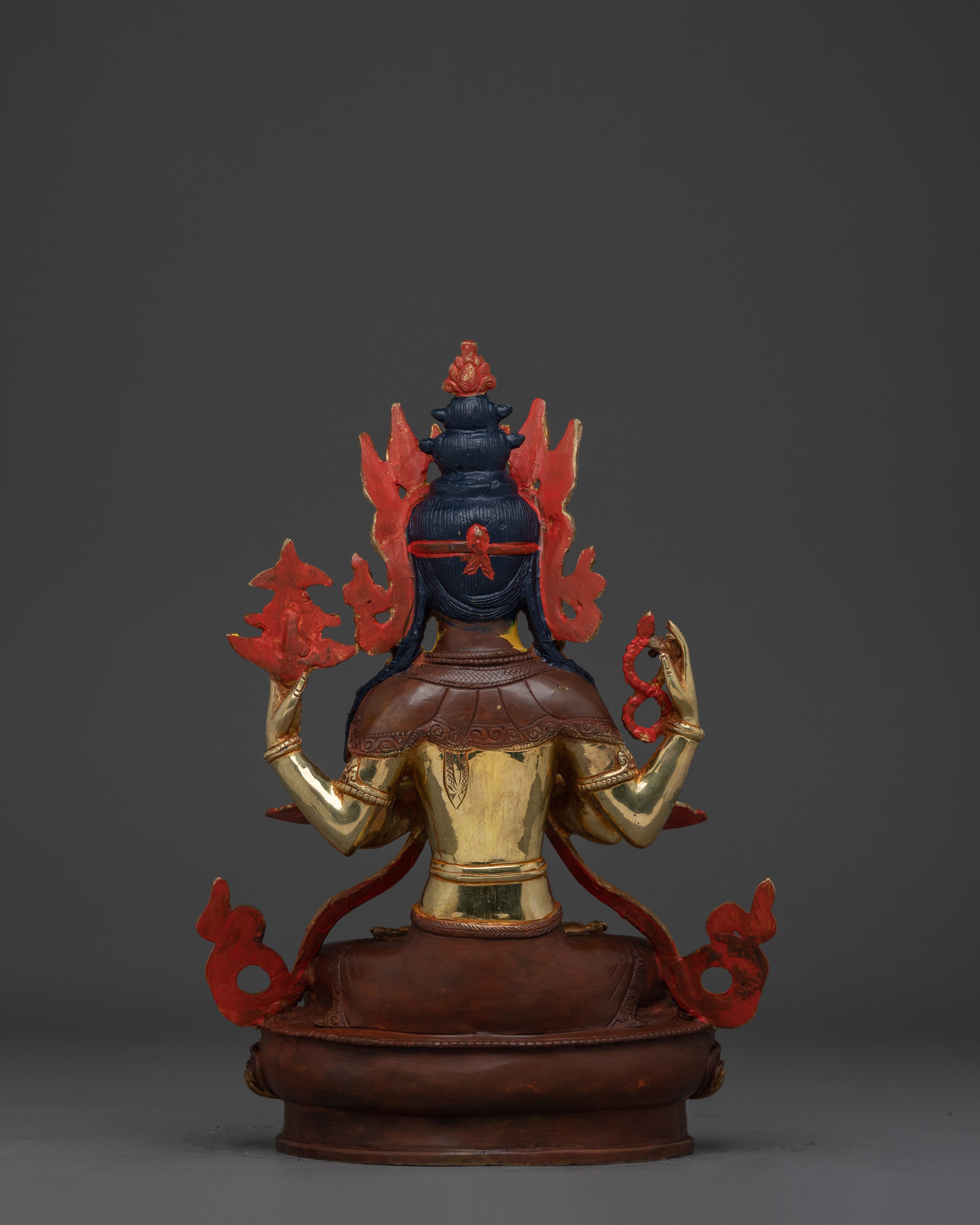 Handmade Avalokiteshvara Copper Artwork | Chenrezig Deity for Meditation