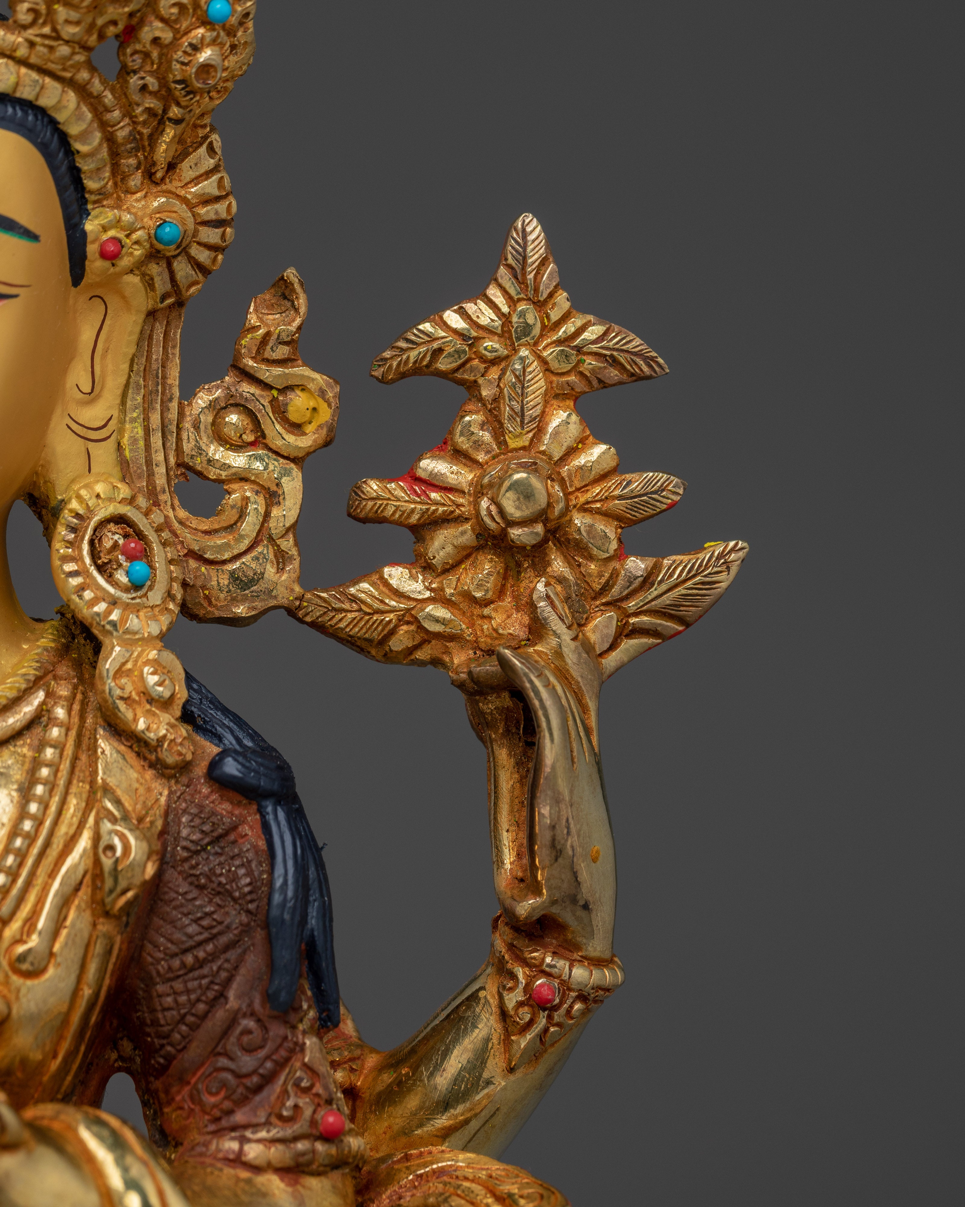 Handmade Avalokiteshvara Copper Artwork | Chenrezig Deity for Meditation
