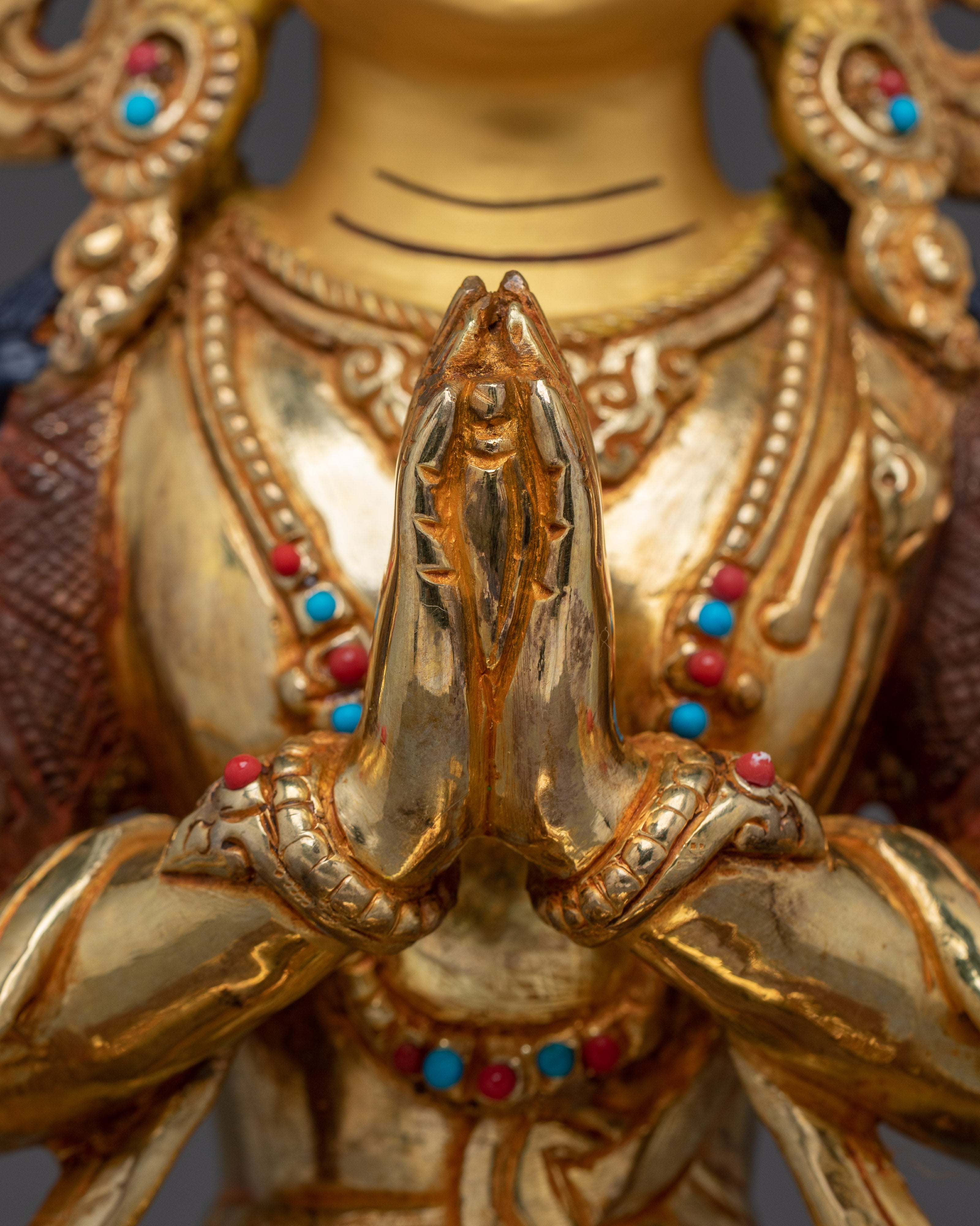Handmade Avalokiteshvara Copper Artwork | Chenrezig Deity for Meditation