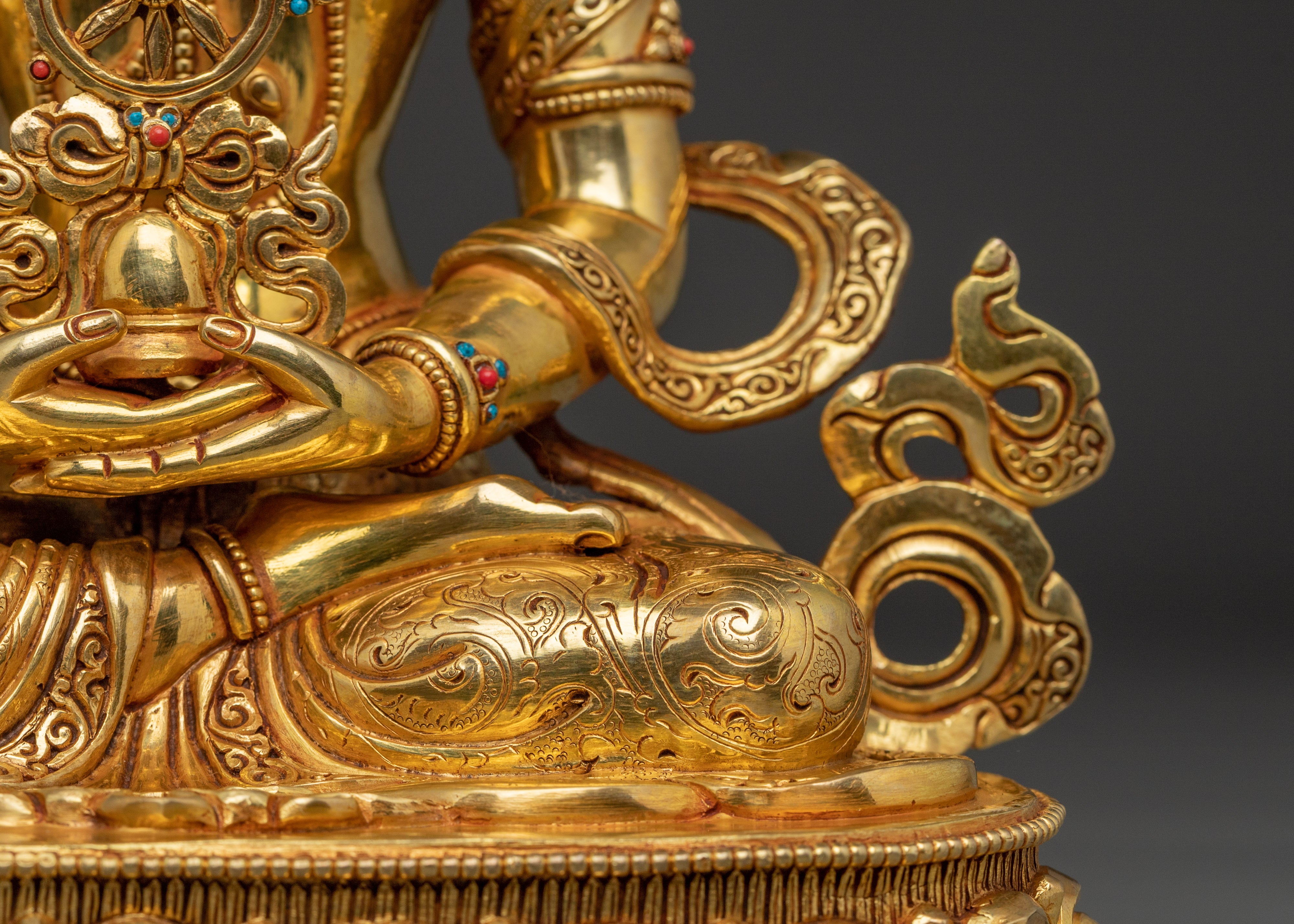 Handcrafted Vairocana Statue 24K Gold Gilded Copper | Buddhist Deity Sculpture