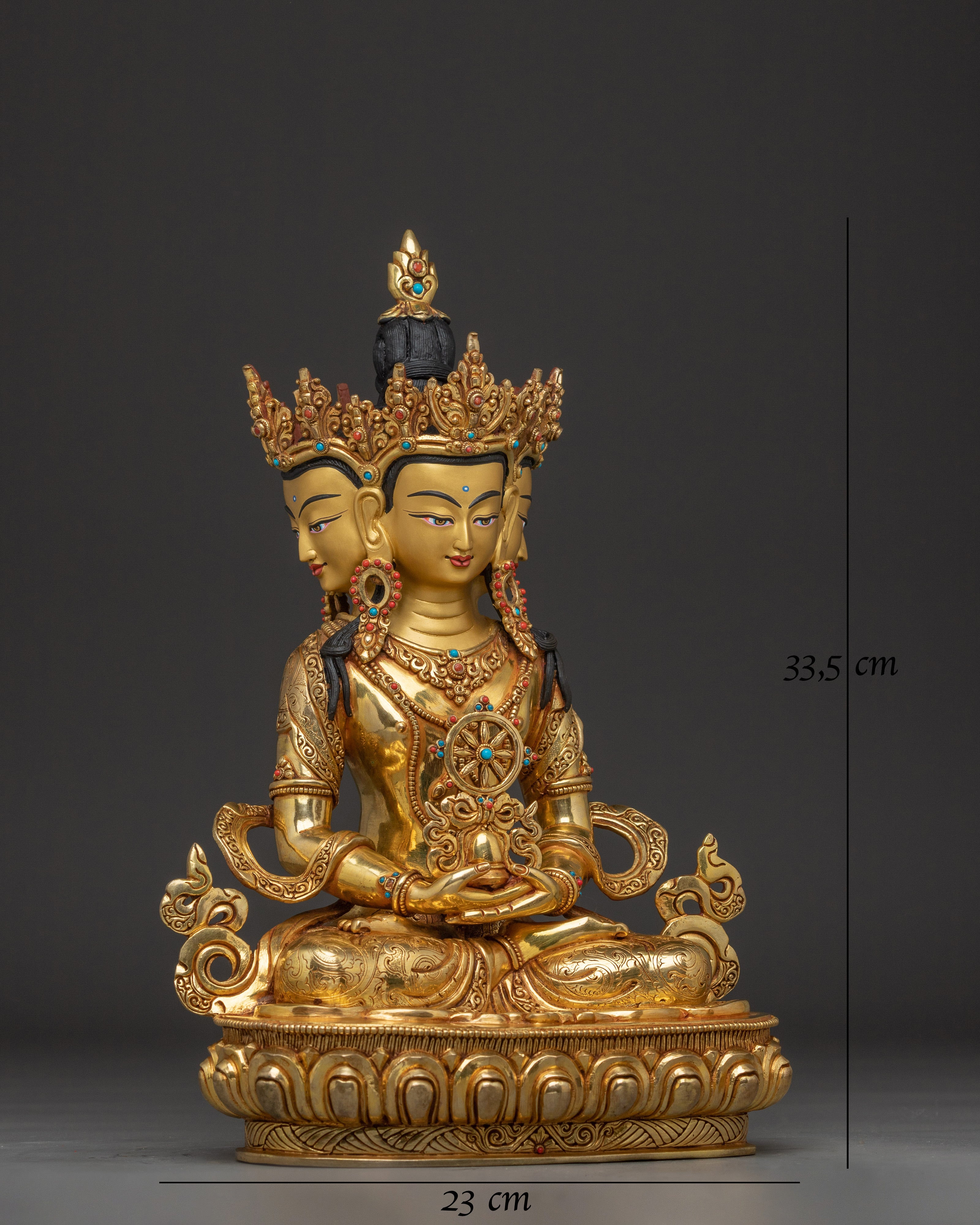 Vairocana Statue 24K Gold Gilded Copper