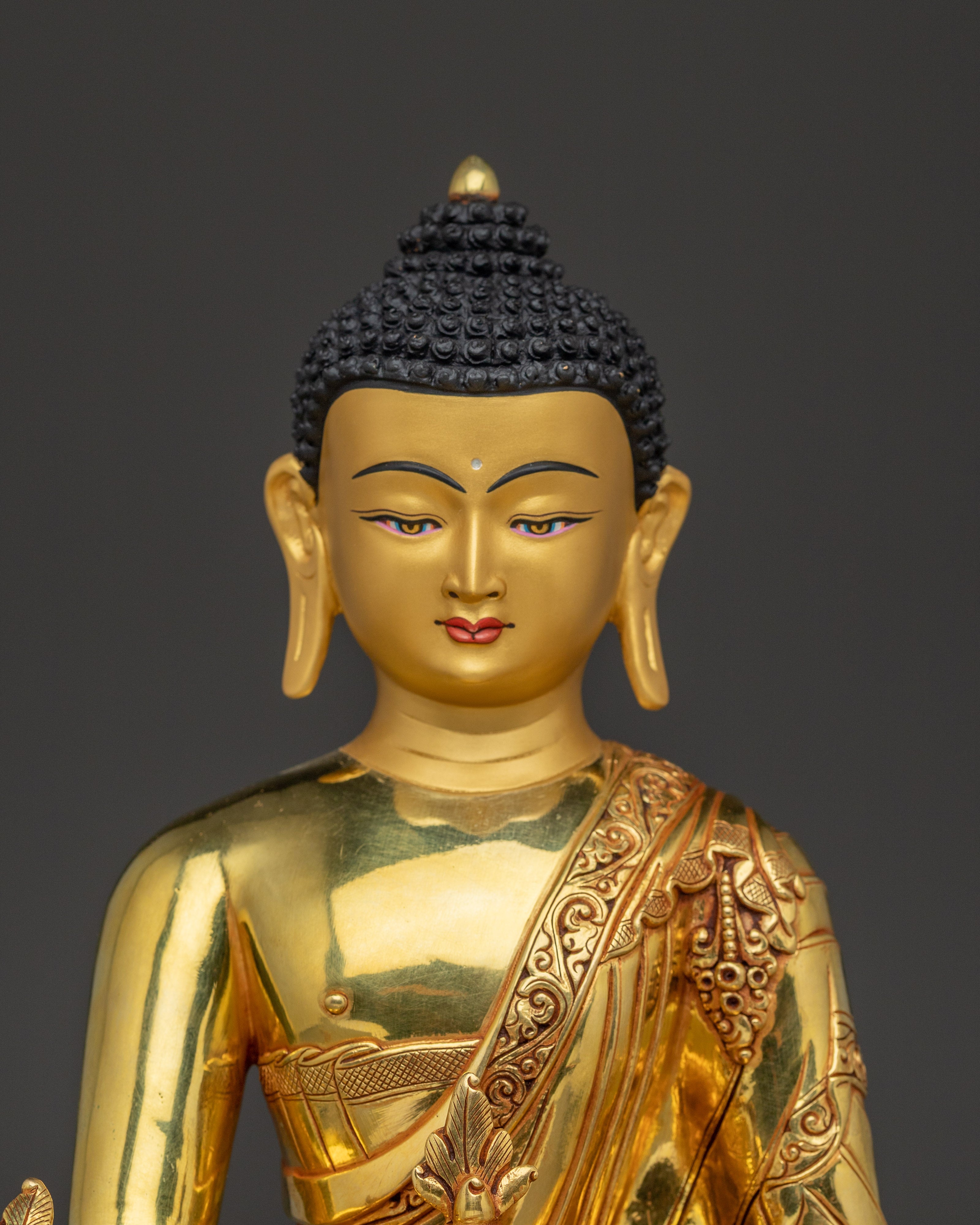 Handmade Medicine Buddha Copper Statue | 24K Gold Gilded