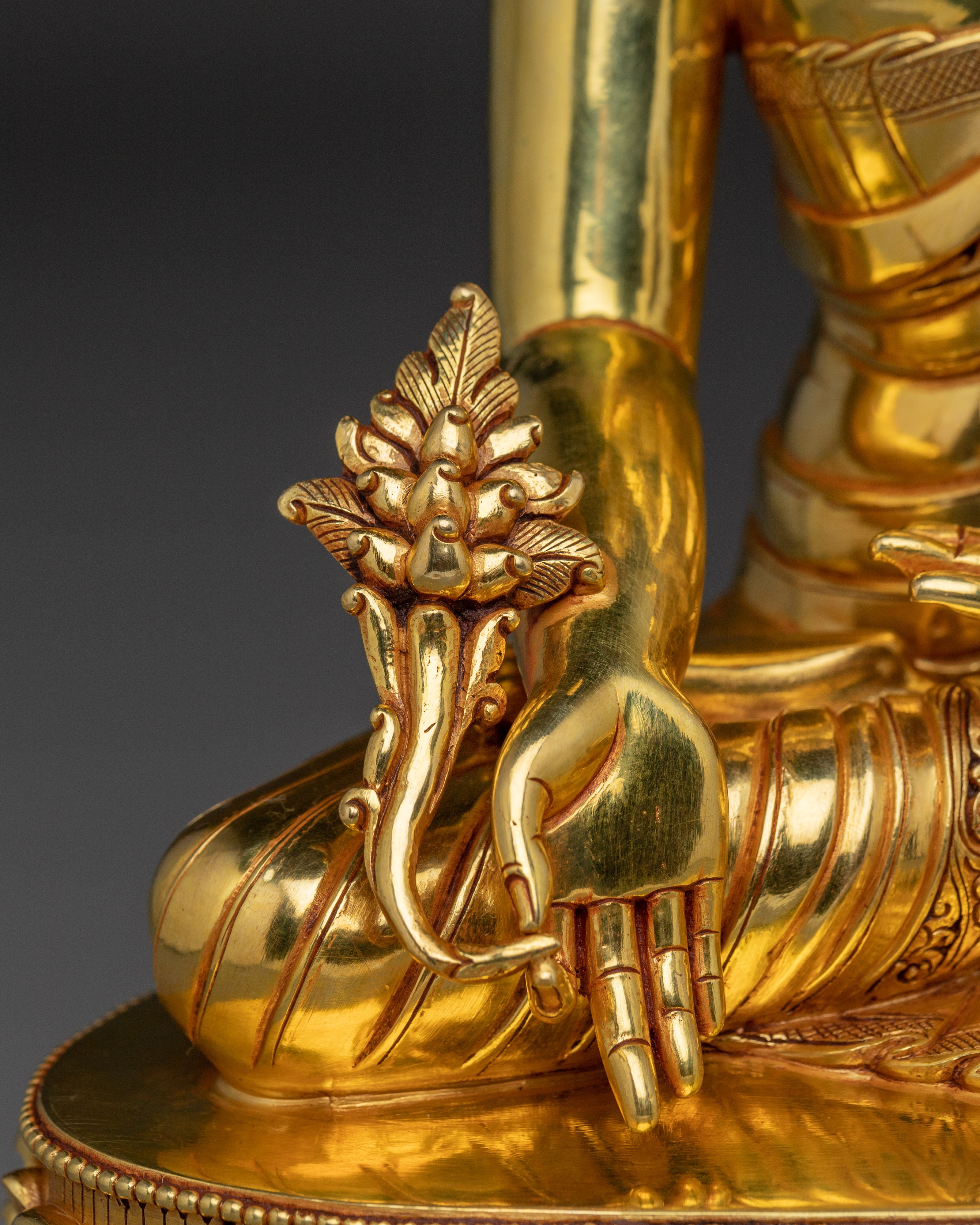Handmade Medicine Buddha Copper Statue | 24K Gold Gilded