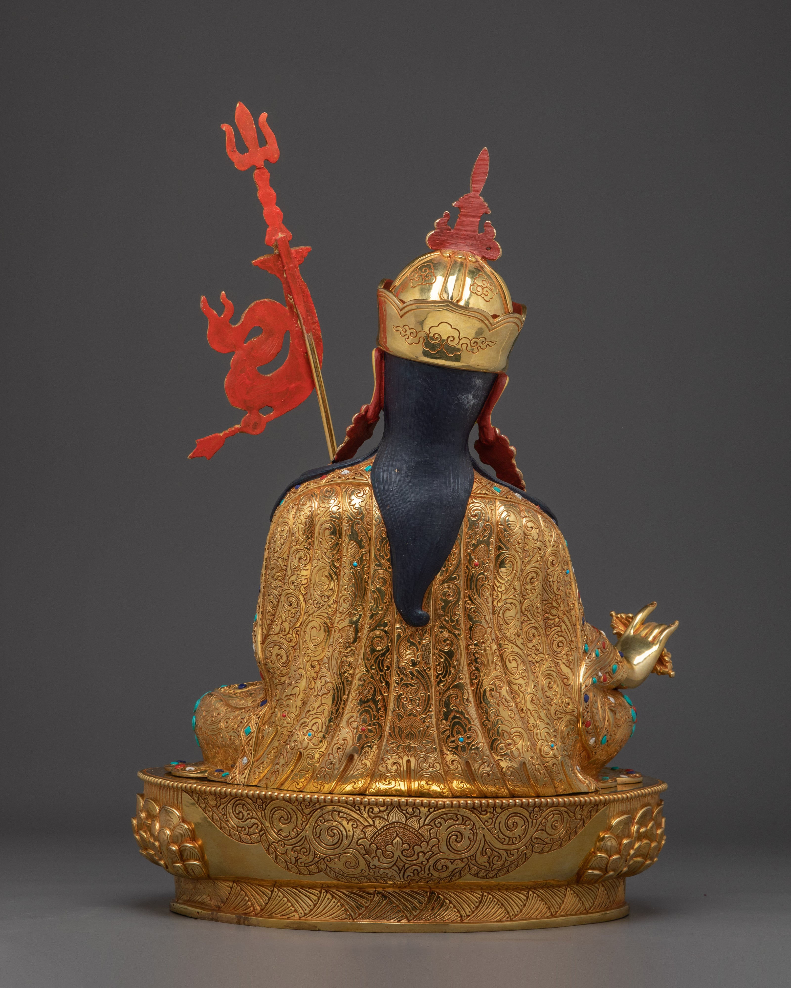 Handcrafted Guru Rinpoche Statue with Copper and Gemstones | Lotus-Born Master