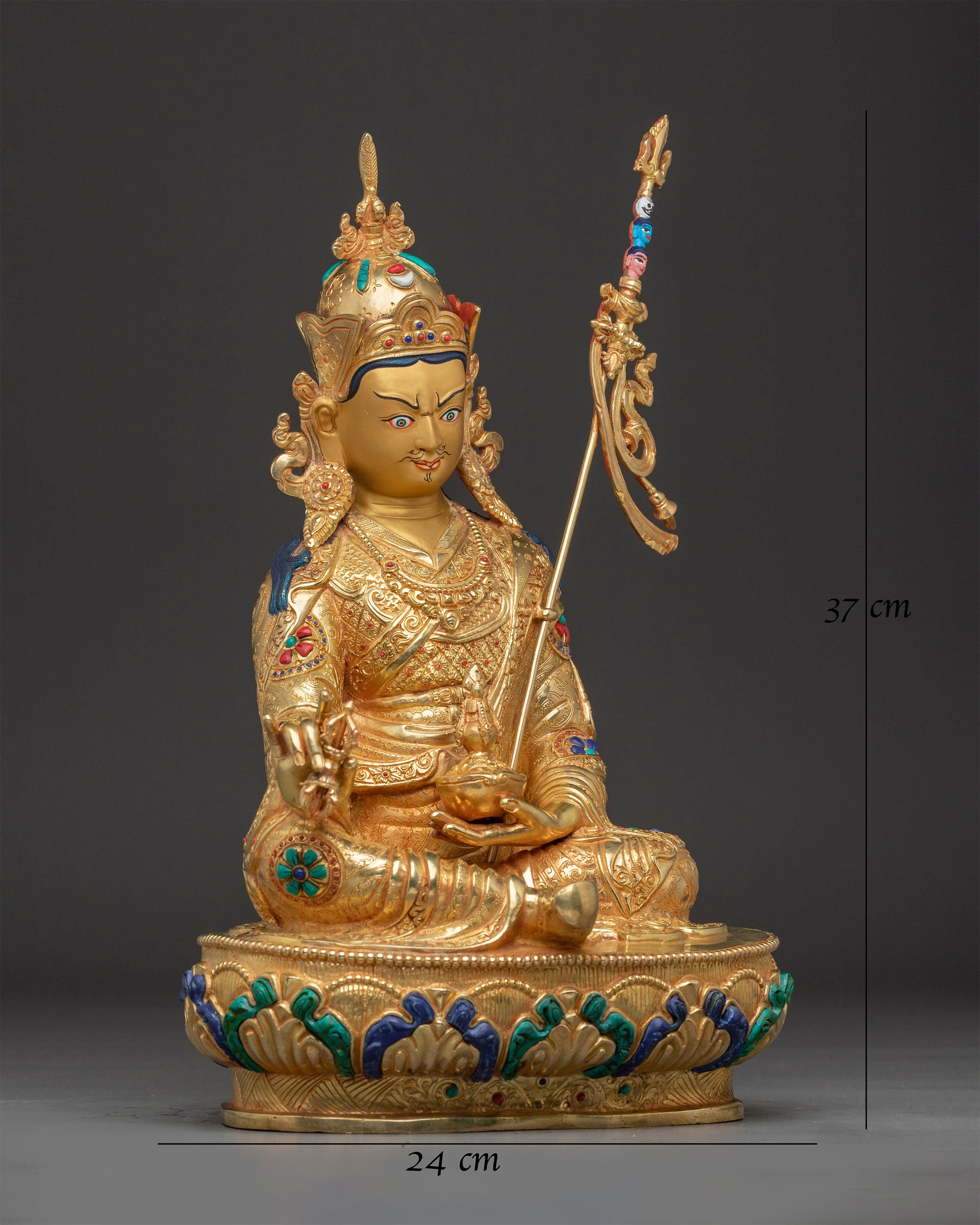 Guru Rinpoche Statue with Gemstones