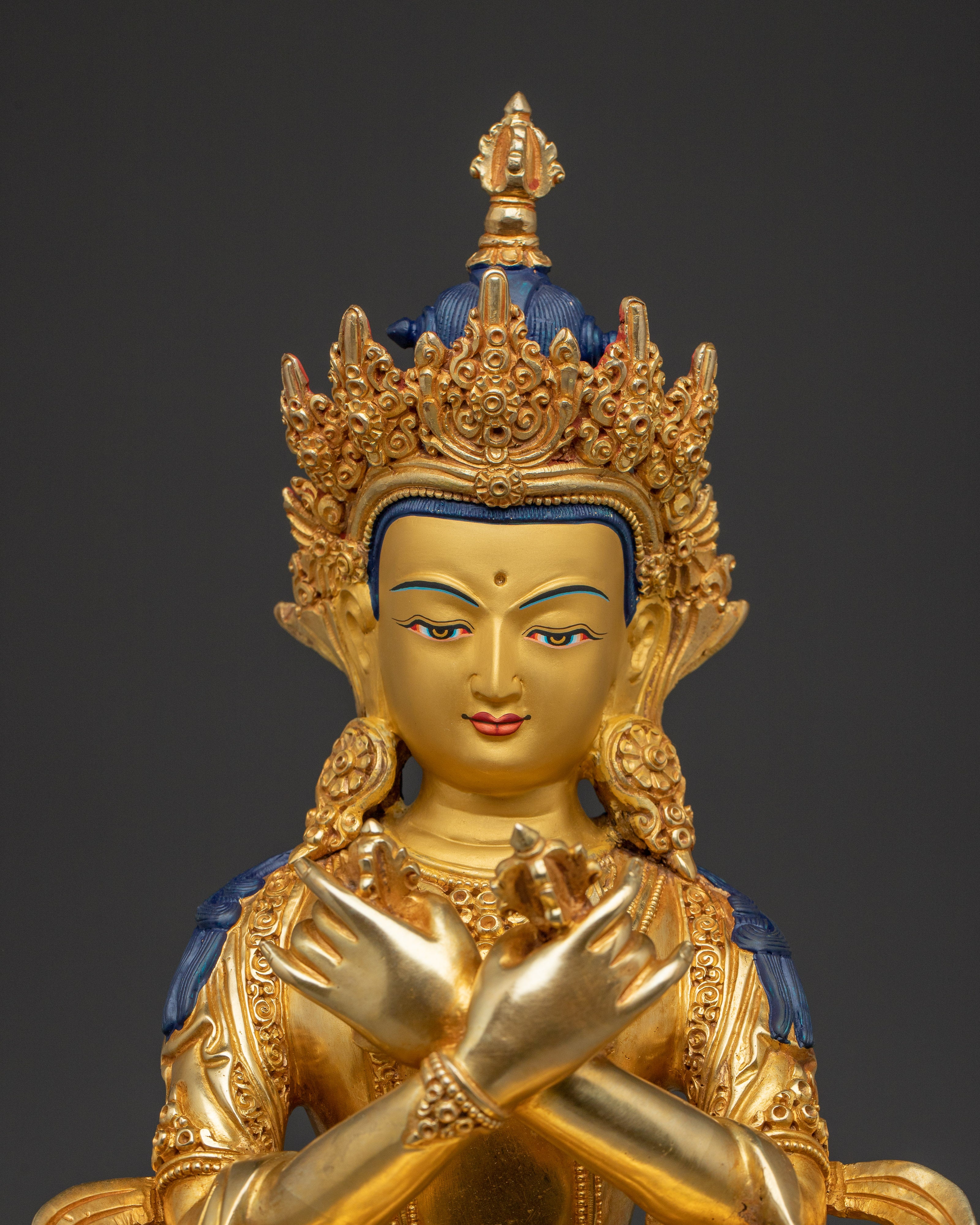 Vajradhara Statue 24K Gold Gilded Copper | The Supreme Tantric Buddha of Enlightenment